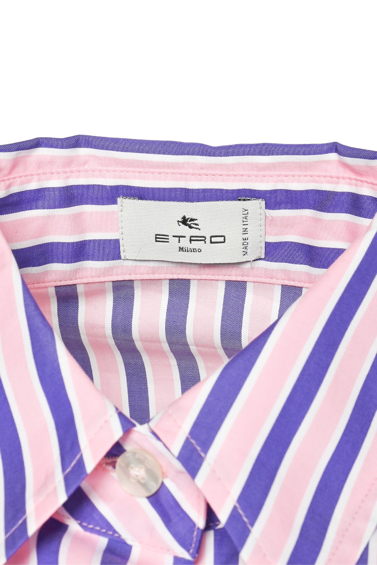Etro Size 38 Striped Cotton Short Sleeve Shirt - Image 3