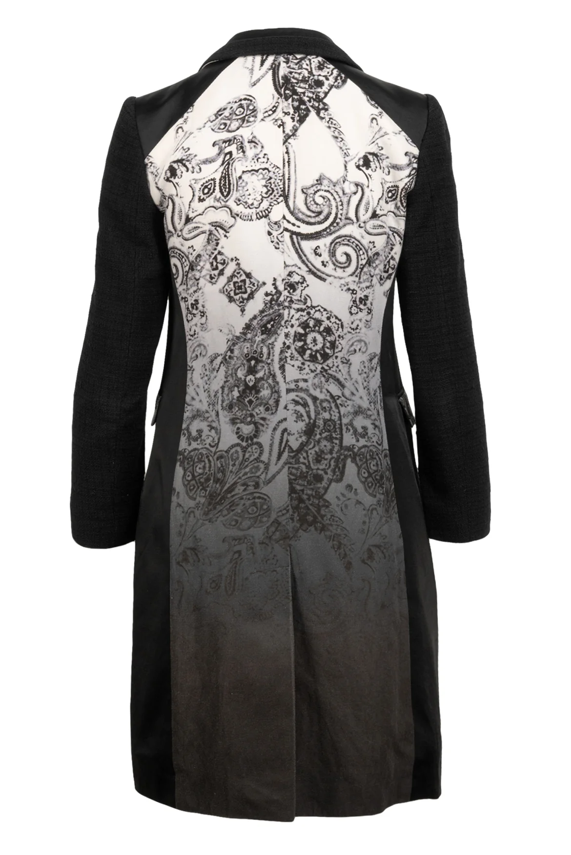 Etro Size 42 Paisley Print Cotton, Tweed & Stain Paneled Coat - Image 2