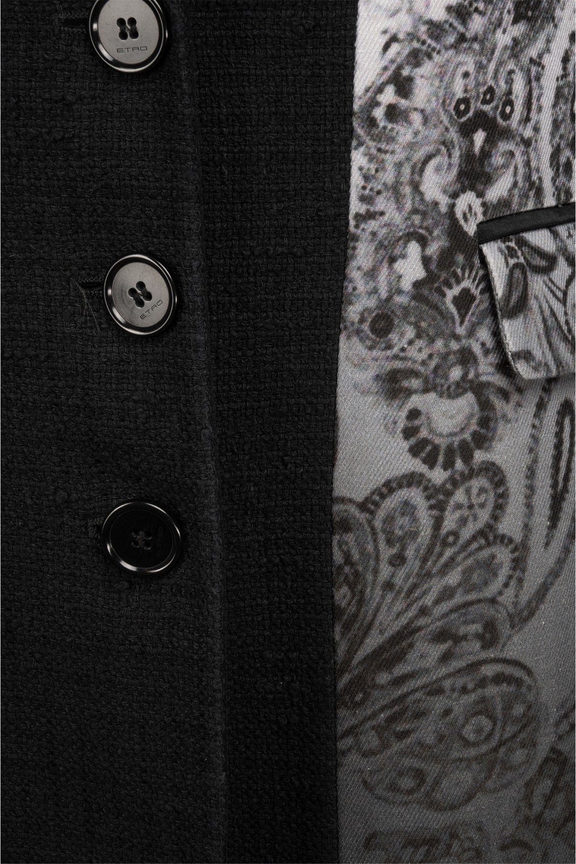Etro Size 42 Paisley Print Cotton, Tweed & Stain Paneled Coat - Image 3