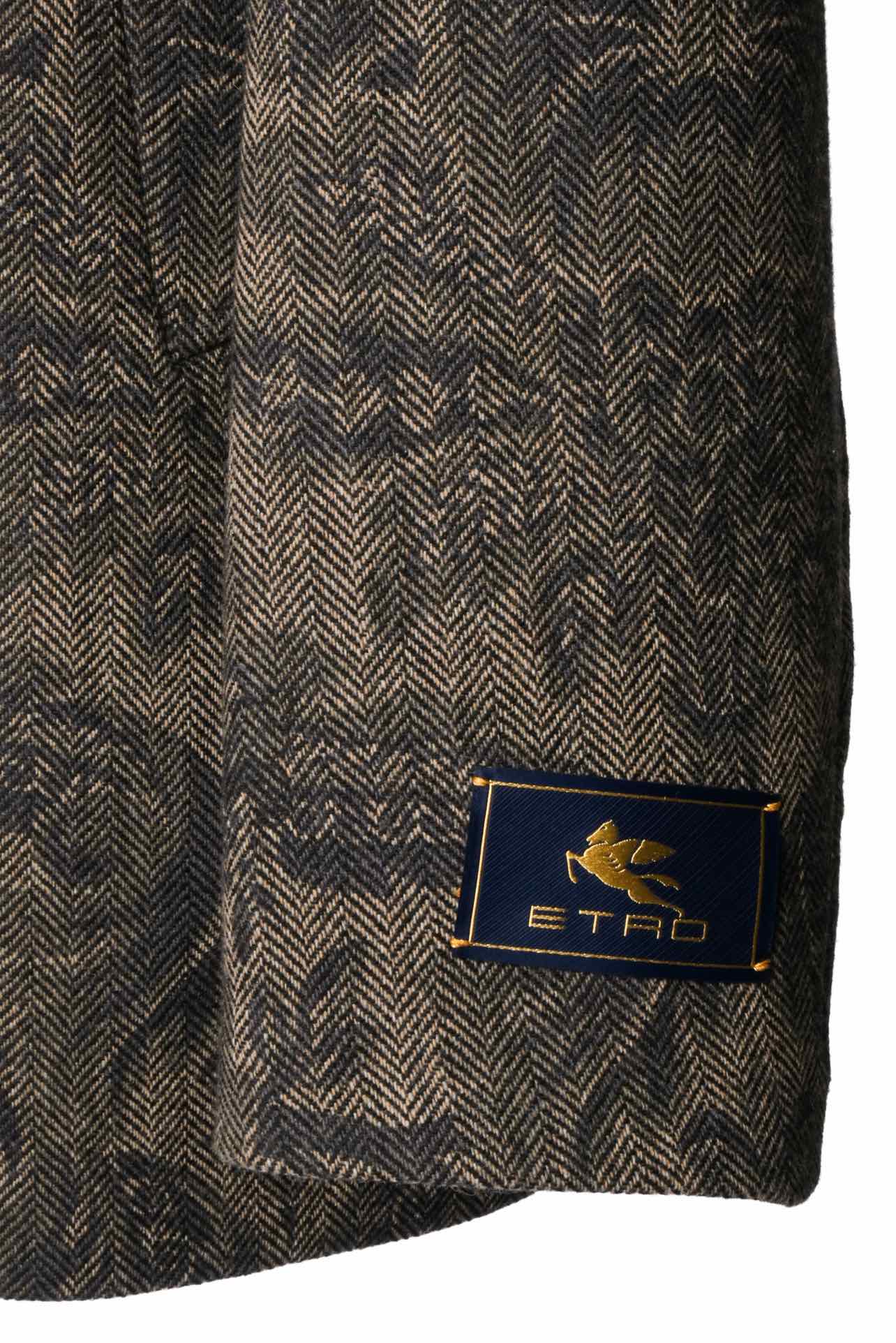 Etro Size XXL Men's Double Breasted Paisley Herringbone Peacoat - Image 3