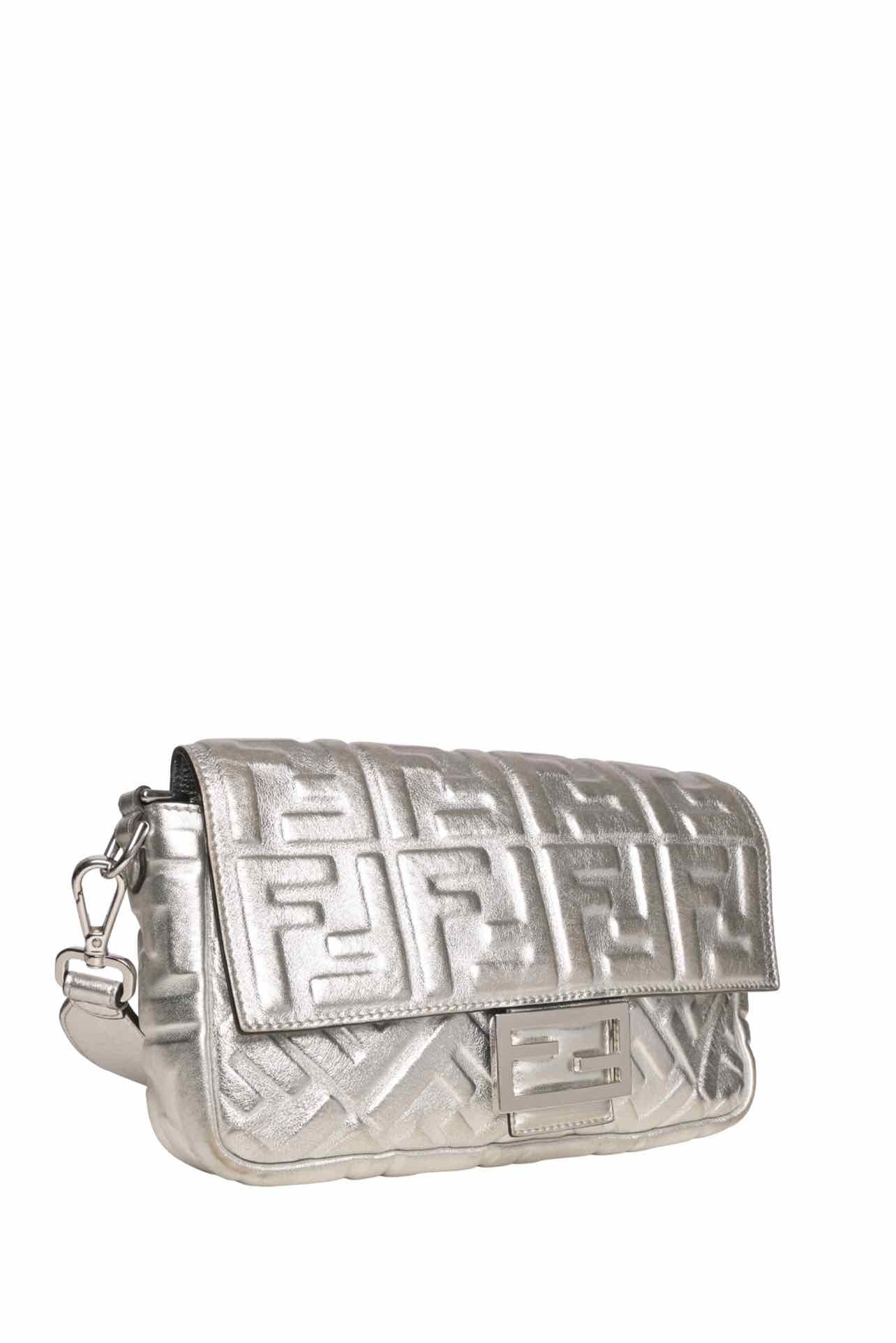 Fendi Metallic Silver Embossed Baguette Crossbody - Image 2