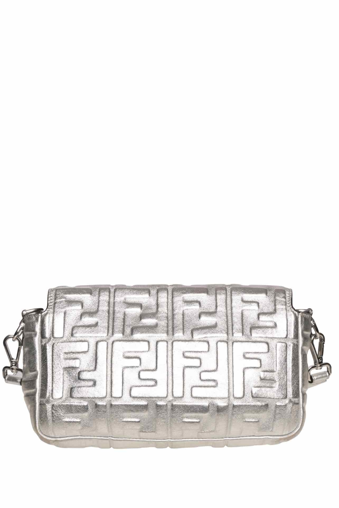 Fendi Metallic Silver Embossed Baguette Crossbody - Image 3