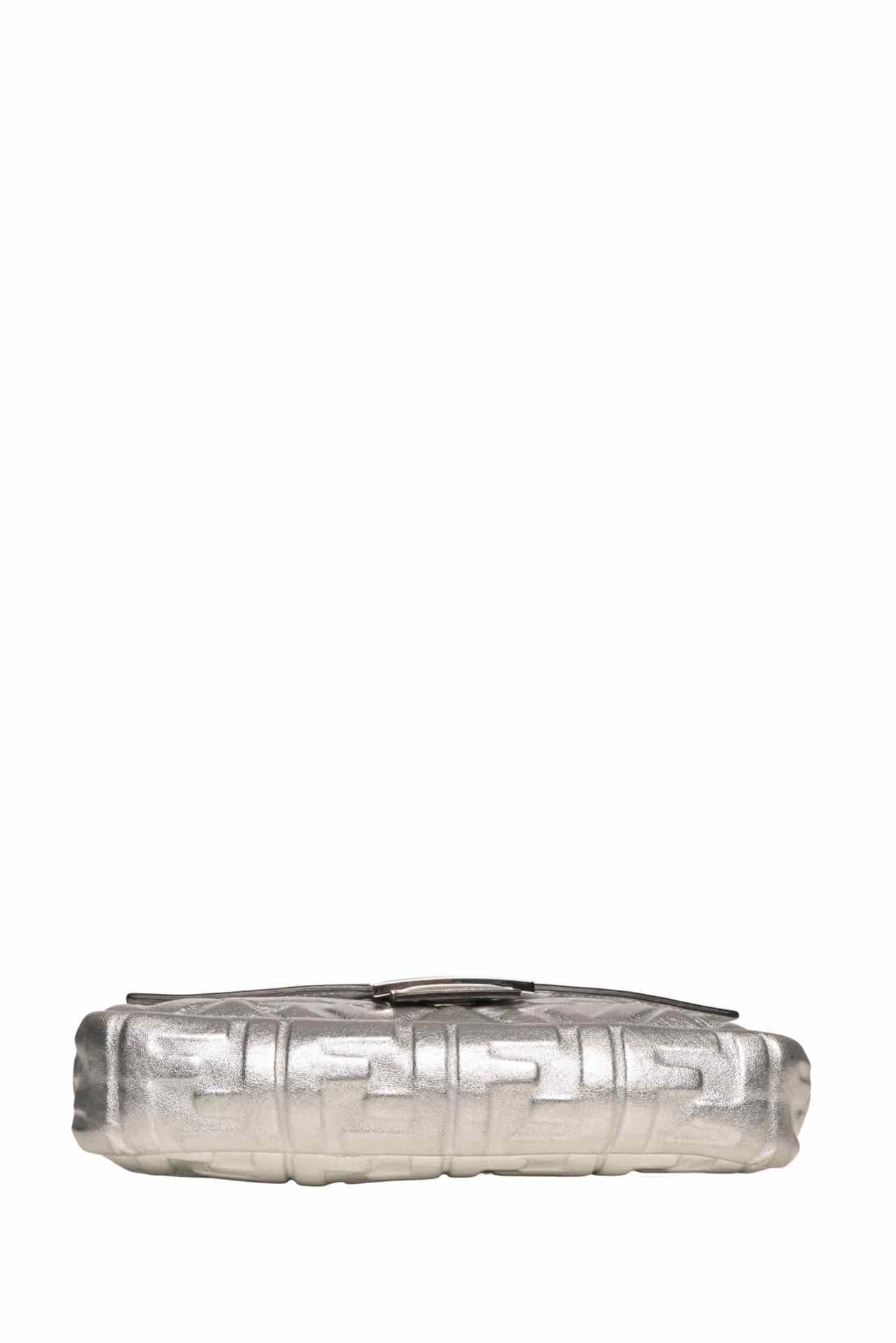 Fendi Metallic Silver Embossed Baguette Crossbody - Image 4