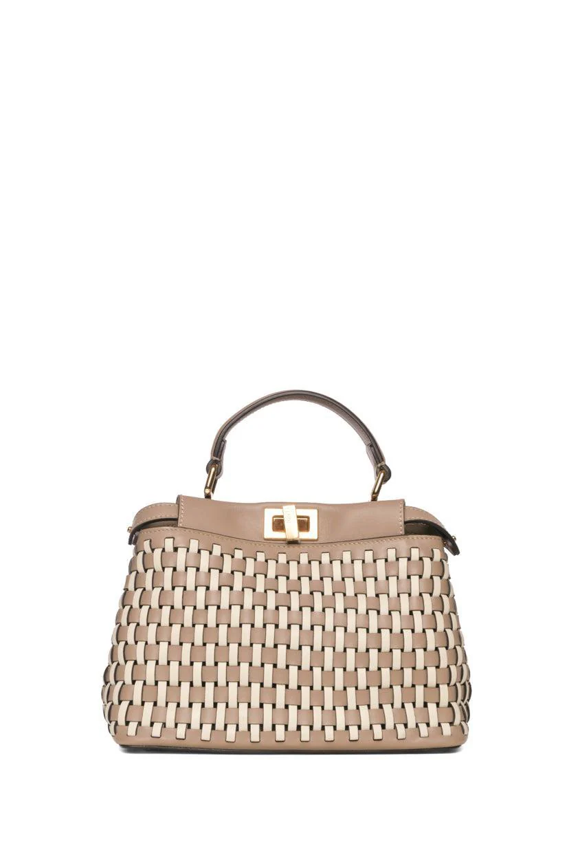Fendi Mini Peekaboo Woven Top Handle Bag - Image 3