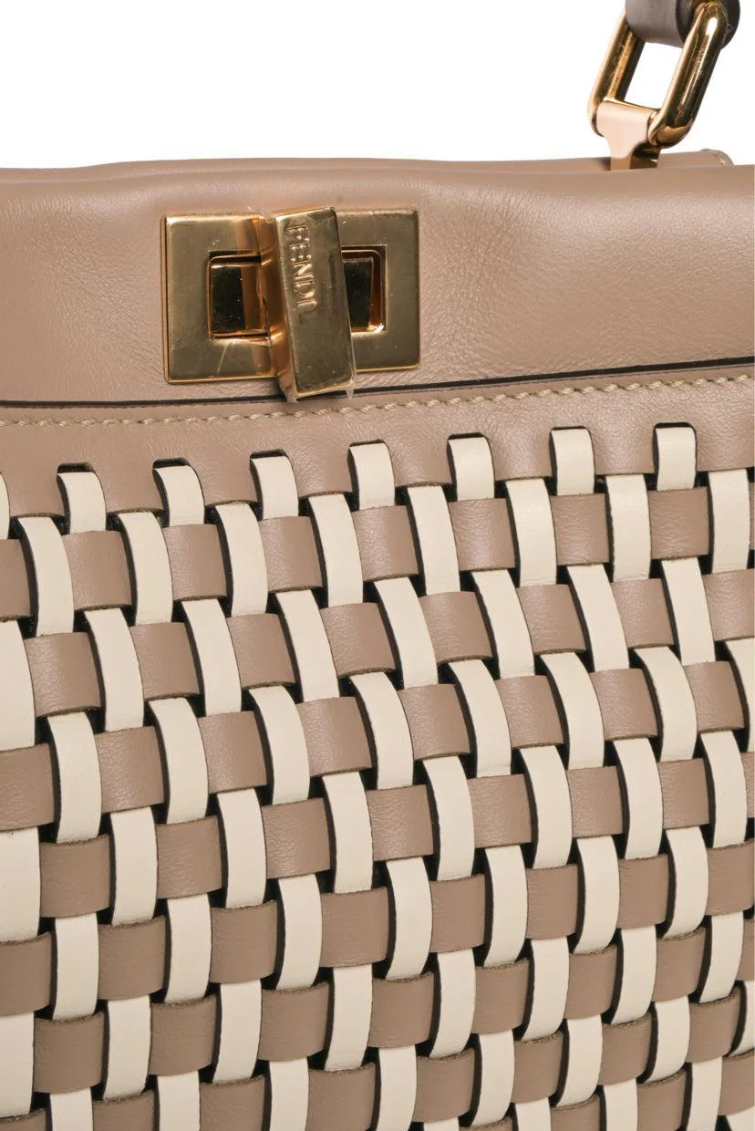 Fendi Mini Peekaboo Woven Top Handle Bag - Image 5