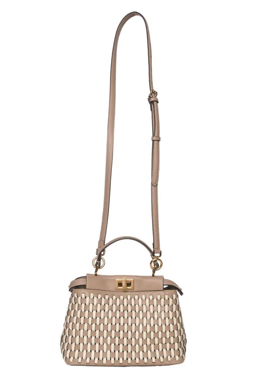 Fendi Mini Peekaboo Woven Top Handle Bag - Image 6