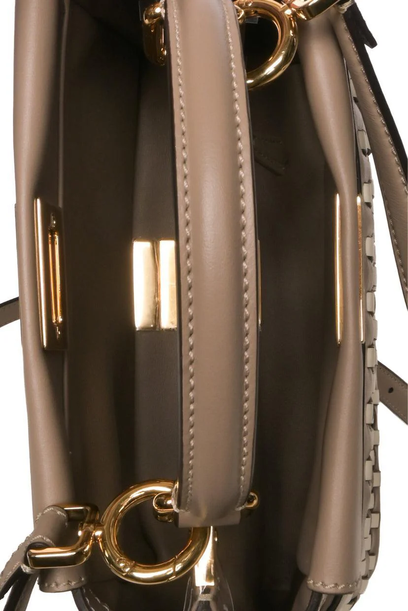 Fendi Mini Peekaboo Woven Top Handle Bag - Image 7