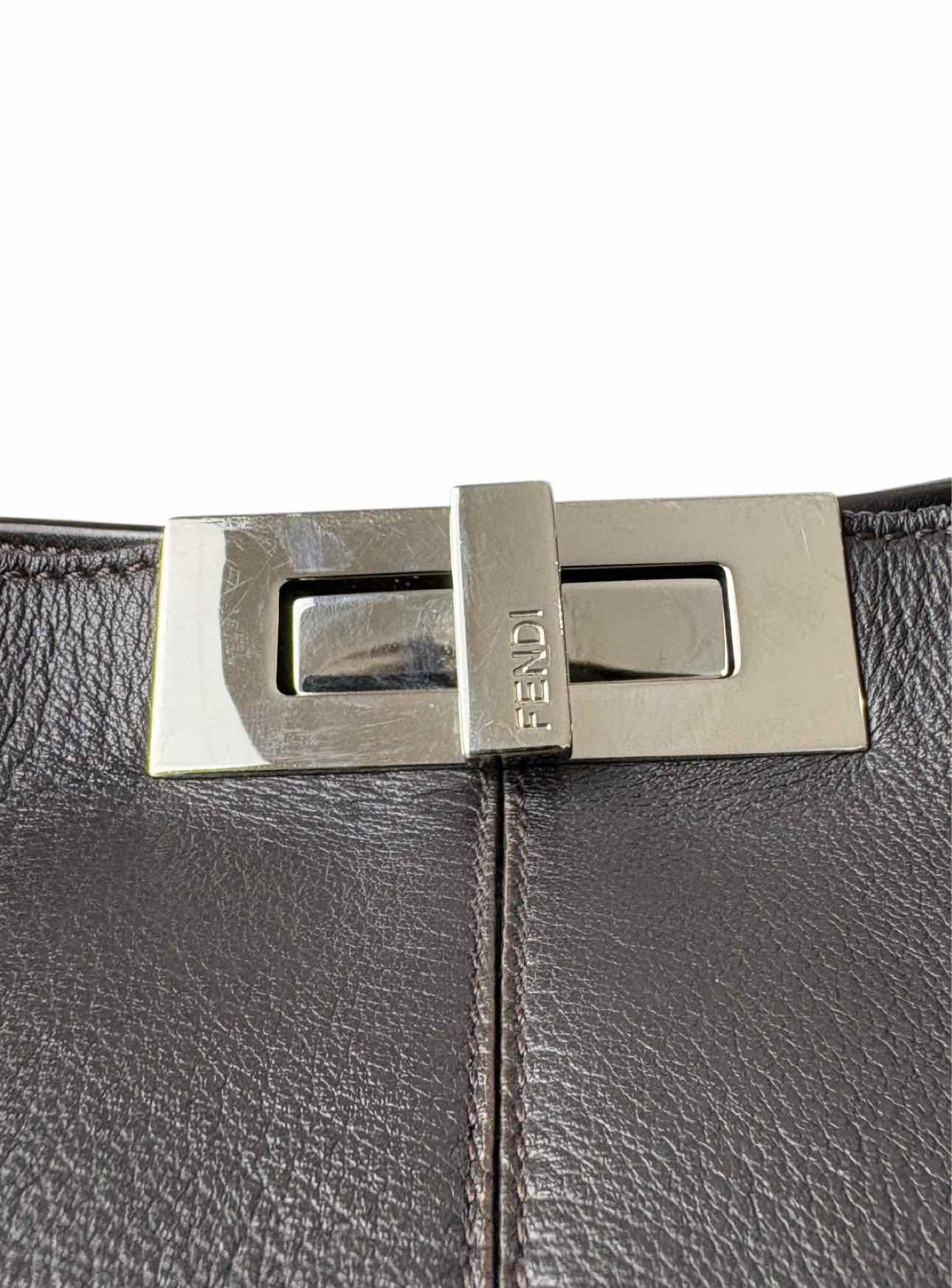 Fendi Peekaboo X-lite Leather Monogram Fur Lined Purse - Image 10