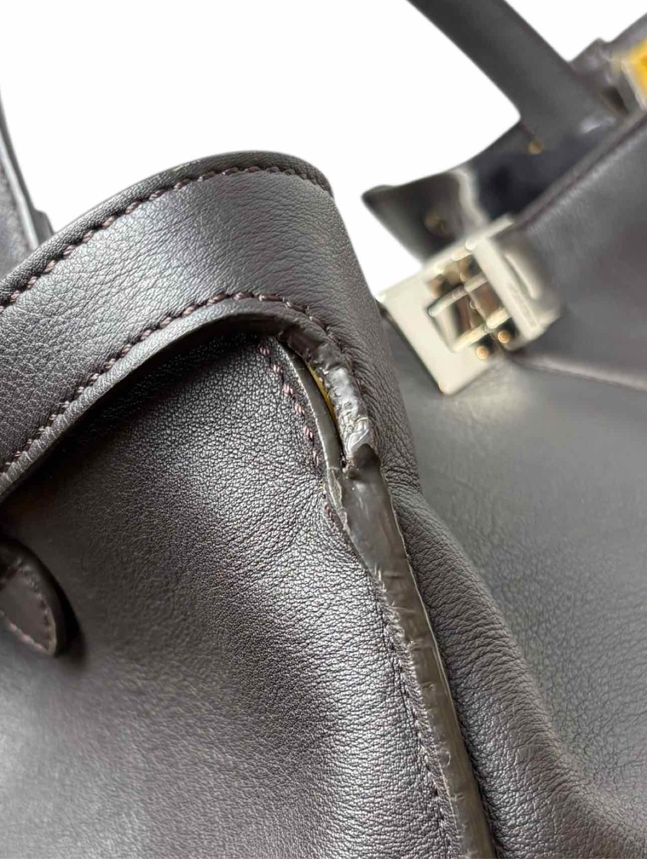 Fendi Peekaboo X-lite Leather Monogram Fur Lined Purse - Image 12