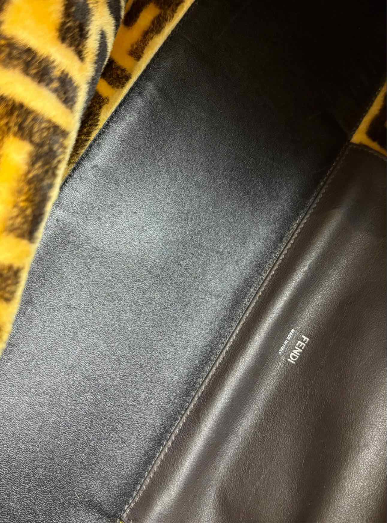 Fendi Peekaboo X-lite Leather Monogram Fur Lined Purse - Image 7