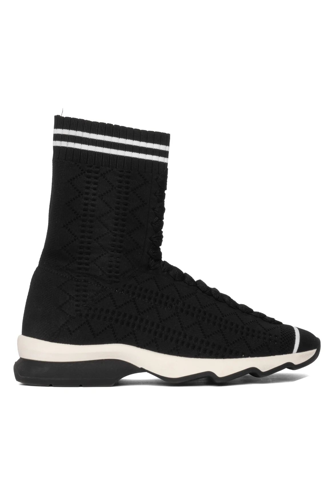 Fendi Size 35 Lace Up Stretch Knit Sock Sneaker