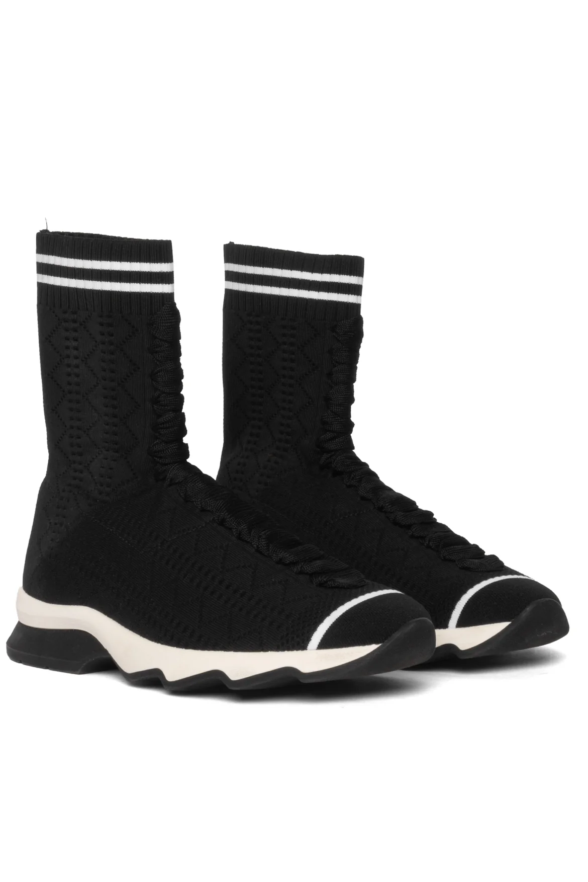 Fendi Size 35 Lace Up Stretch Knit Sock Sneaker - Image 2