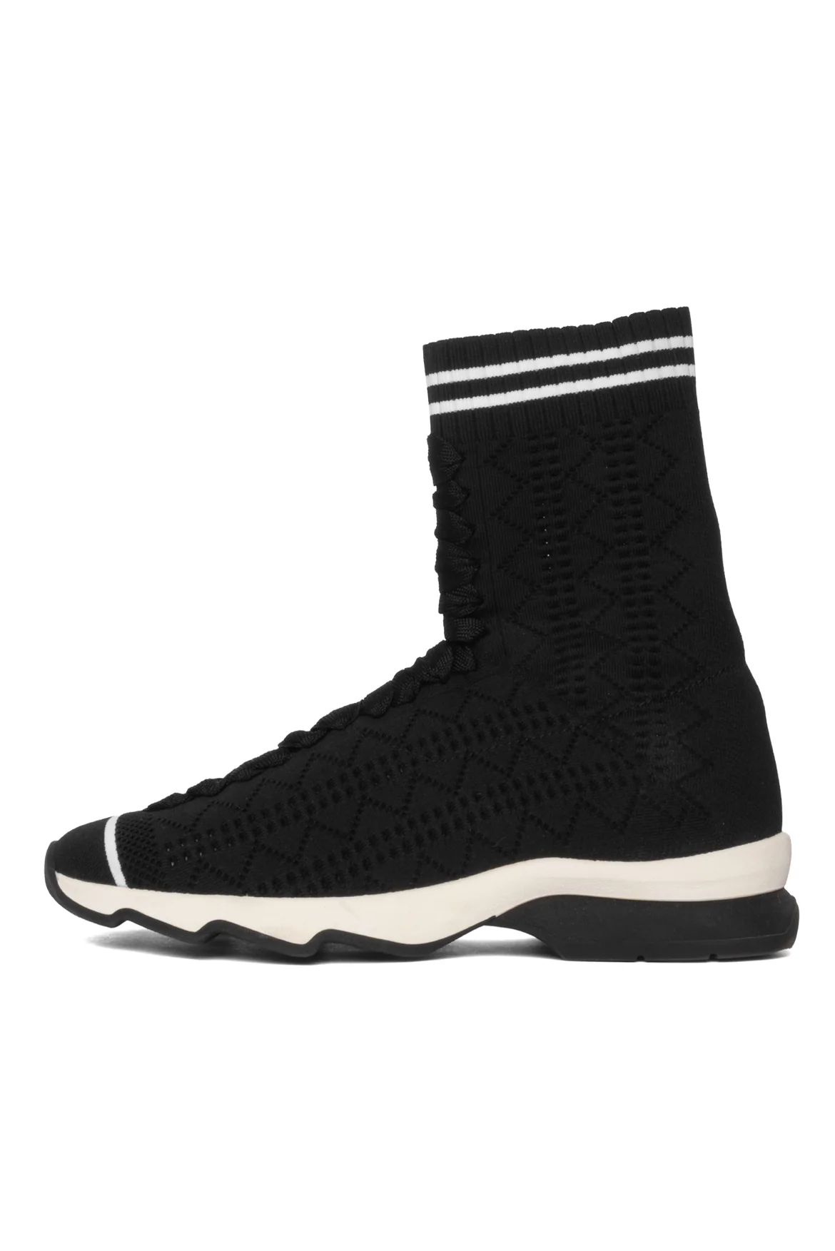 Fendi Size 35 Lace Up Stretch Knit Sock Sneaker - Image 3