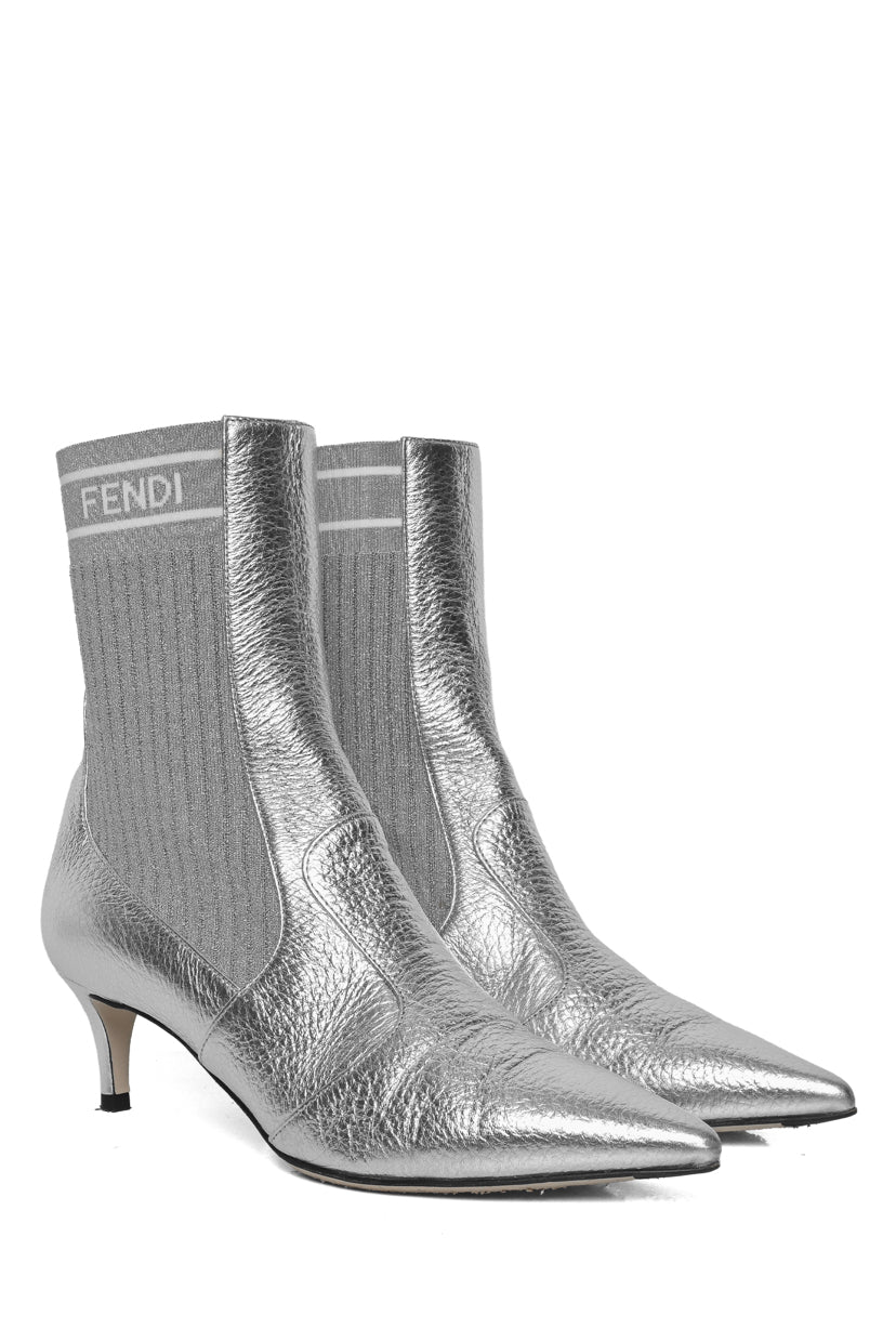 Fendi Size 36.5 Leather Rockoko Scuba Stretch Ankle Boots - Image 2