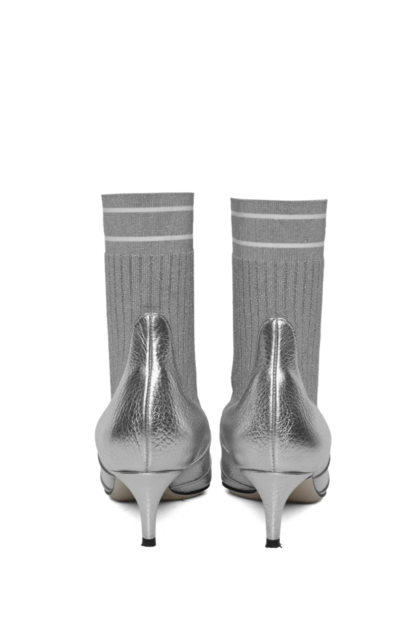 Fendi Size 36.5 Leather Rockoko Scuba Stretch Ankle Boots - Image 4