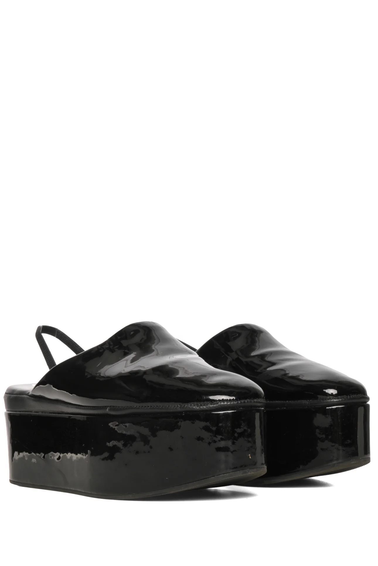 Fendi Size 37.5 Patent Leather Platform Slingback Mules - Image 2