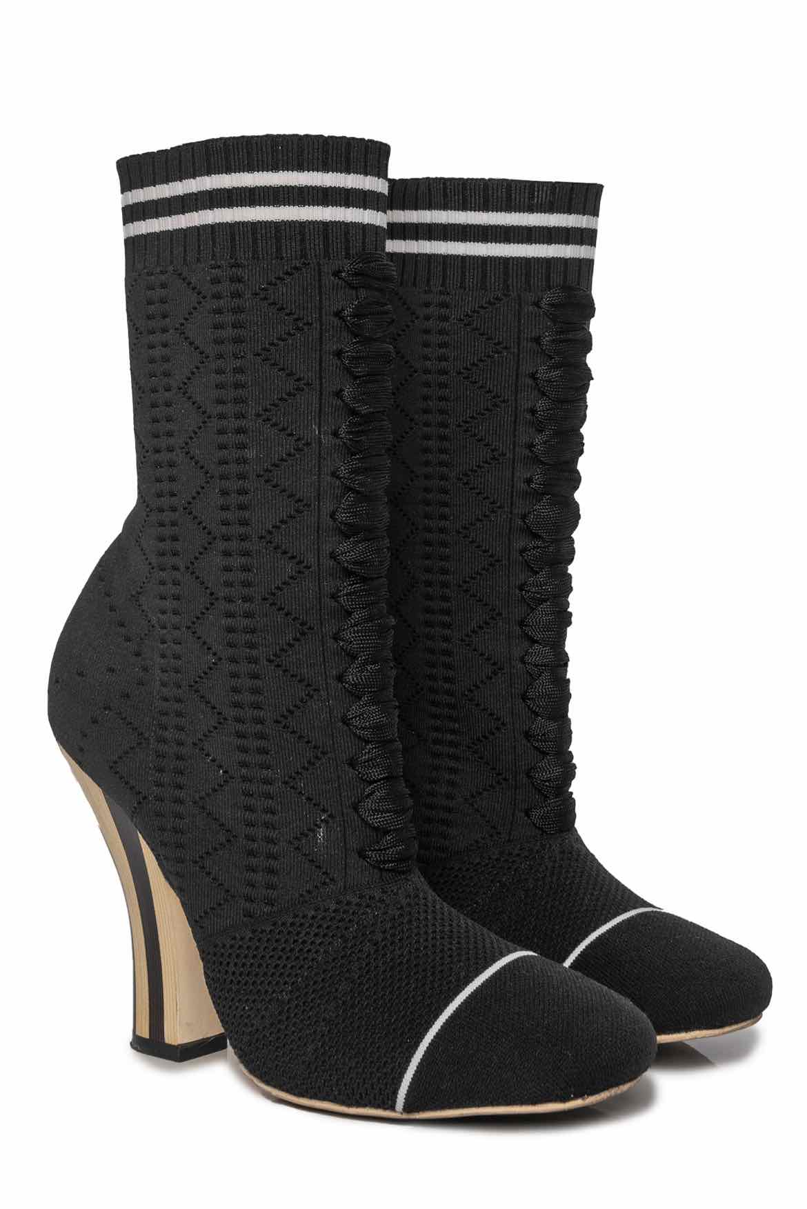 Fendi Size 37 Rockoko Knit Ankle Boots - Image 2