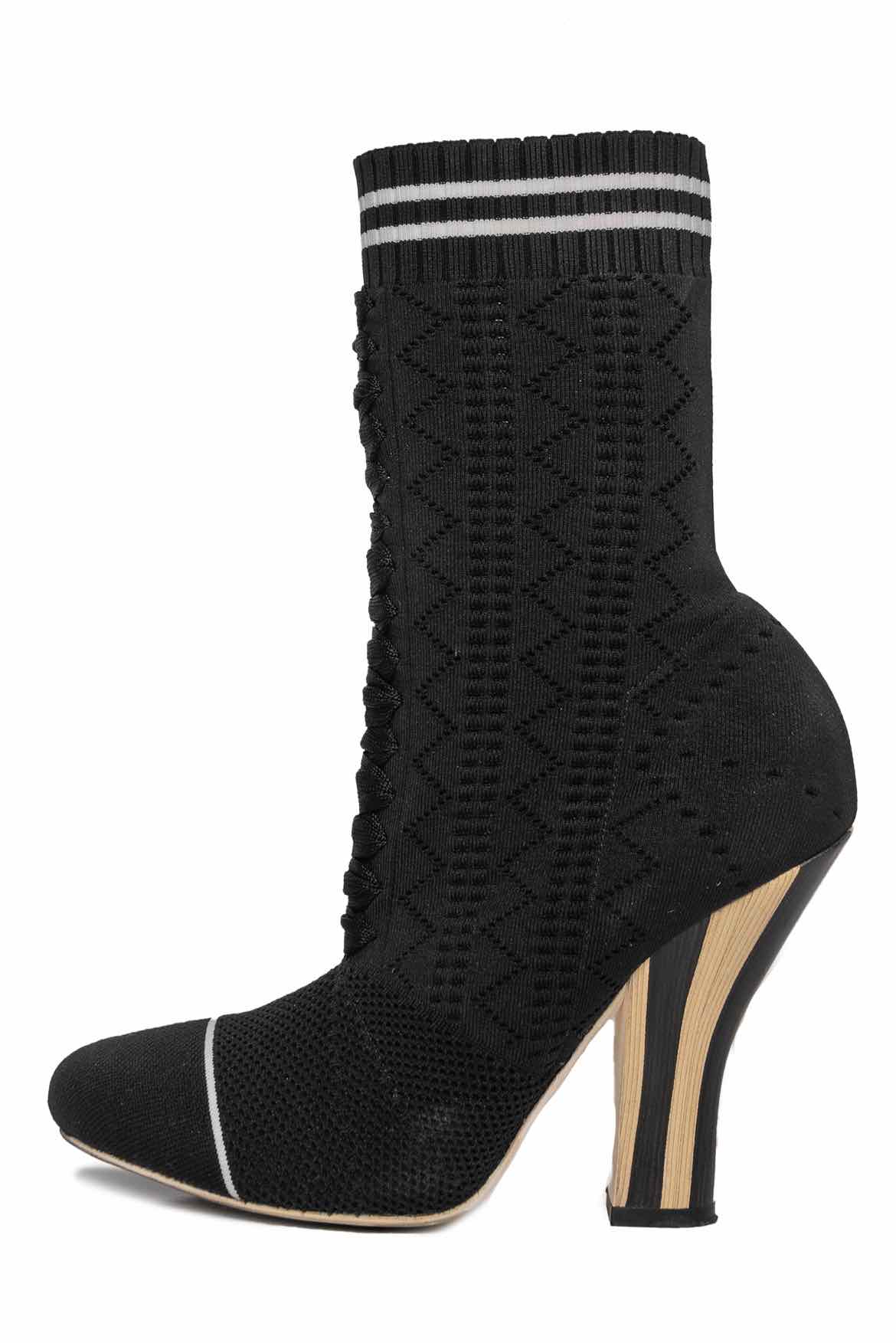 Fendi Size 37 Rockoko Knit Ankle Boots - Image 3