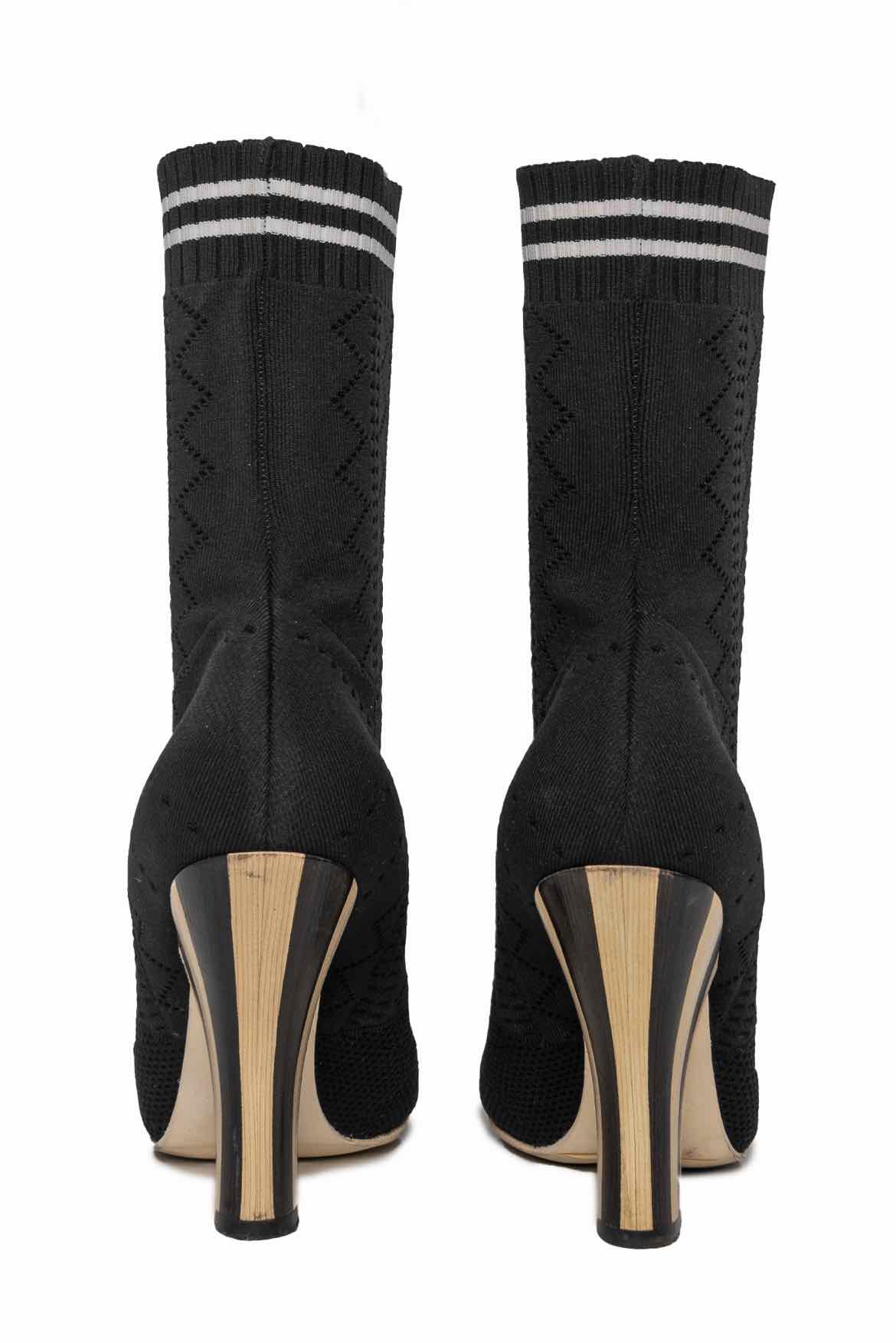 Fendi Size 37 Rockoko Knit Ankle Boots - Image 4