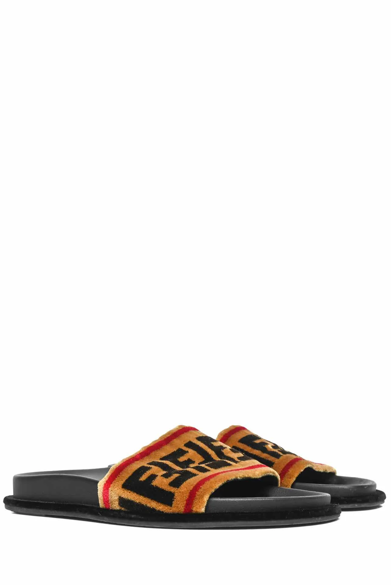 Fendi Size 38 FF Velvet Slide Sandals - Image 2