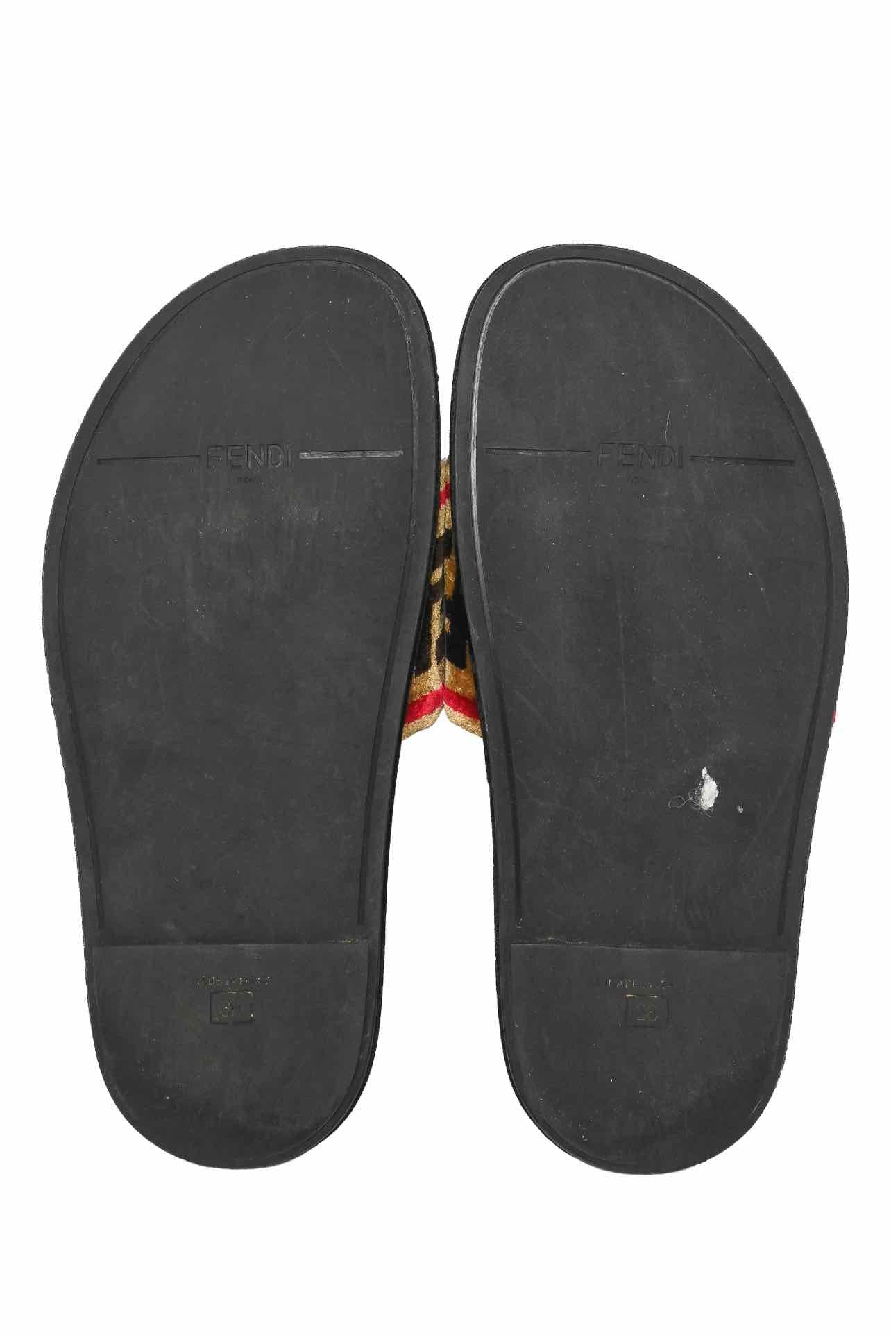 Fendi Size 38 FF Velvet Slide Sandals - Image 8