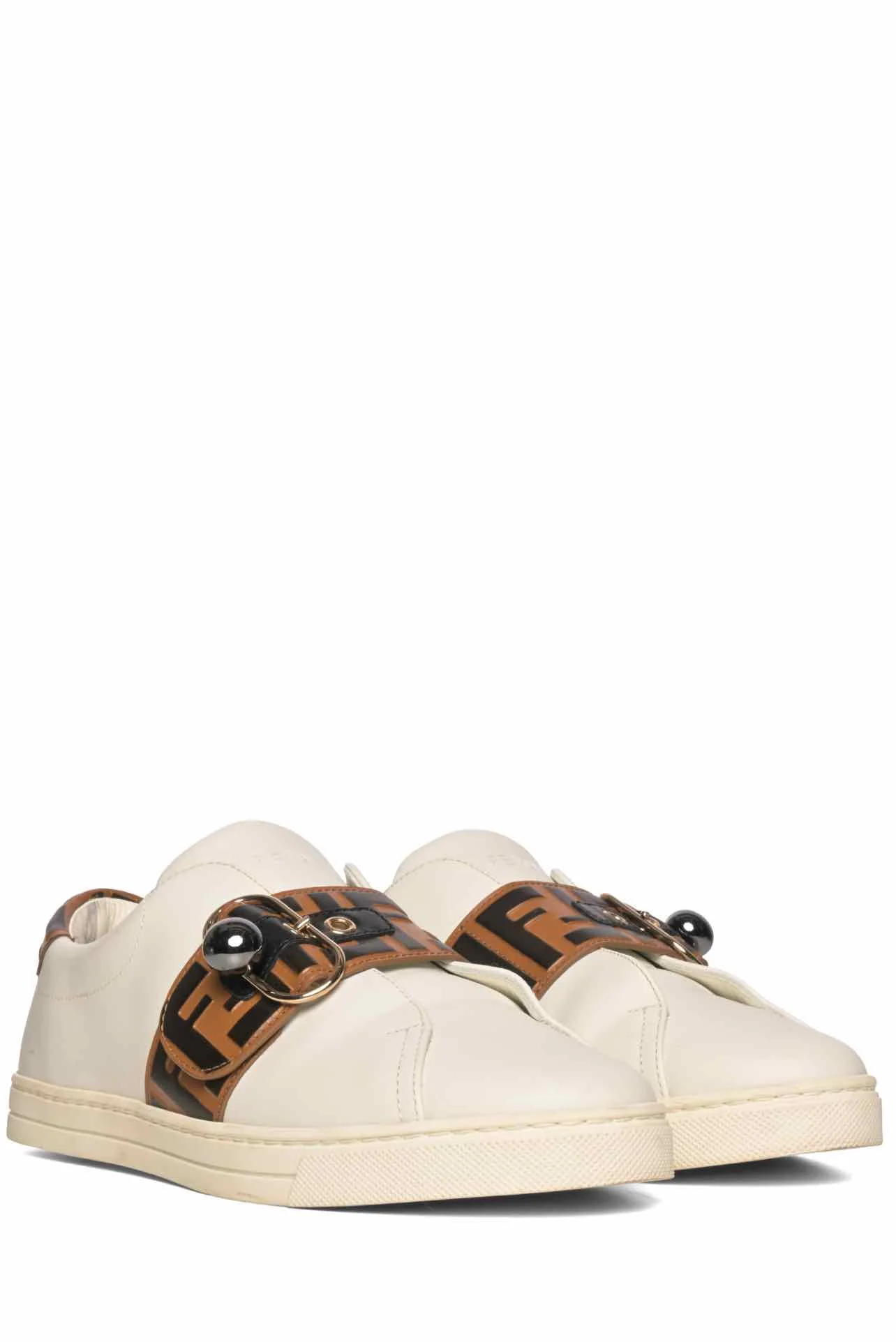 Fendi Size 40.5 Pearland Buckle Zucca FF Strap Slip-On Sneaker - Image 2