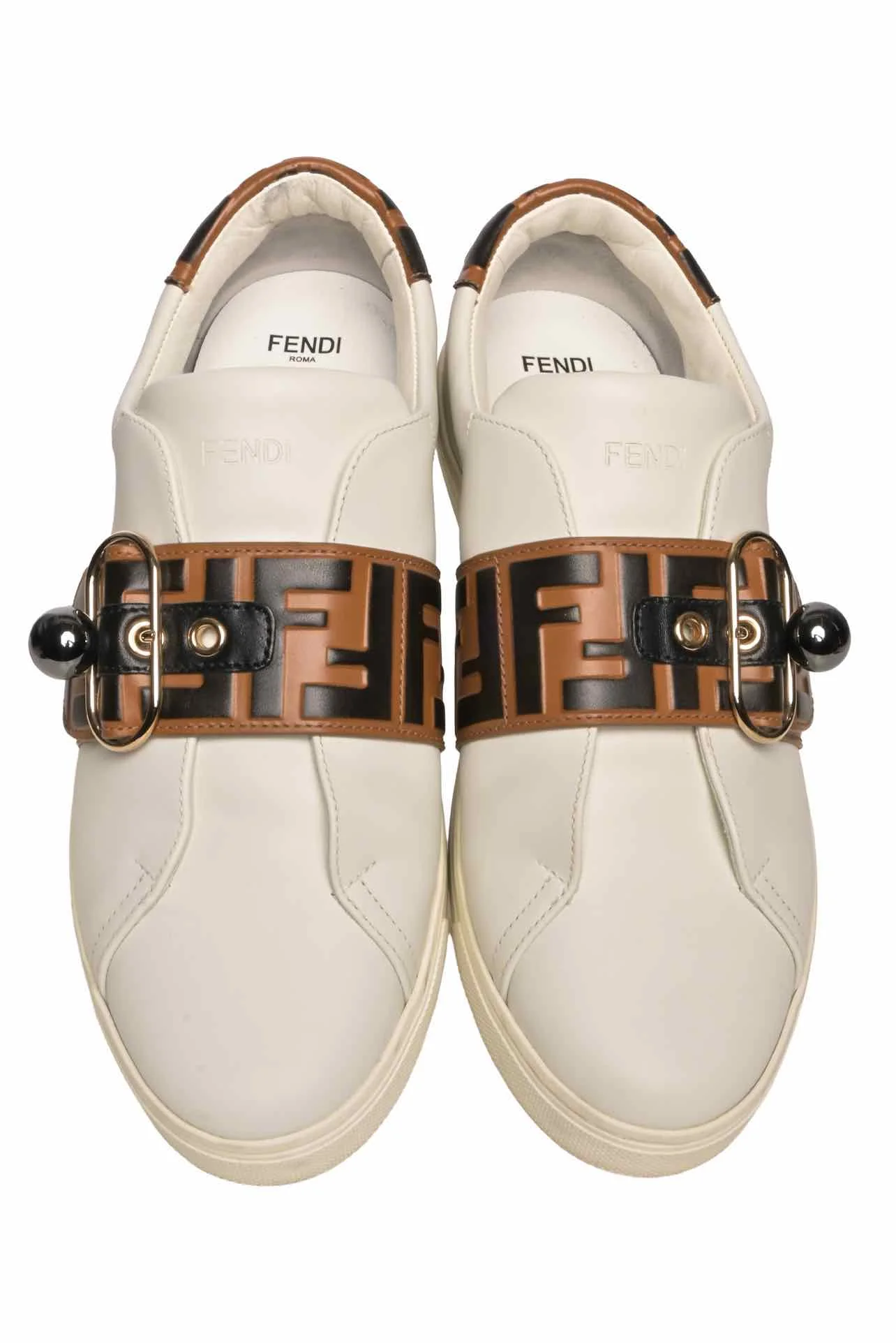 Fendi Size 40.5 Pearland Buckle Zucca FF Strap Slip-On Sneaker - Image 5