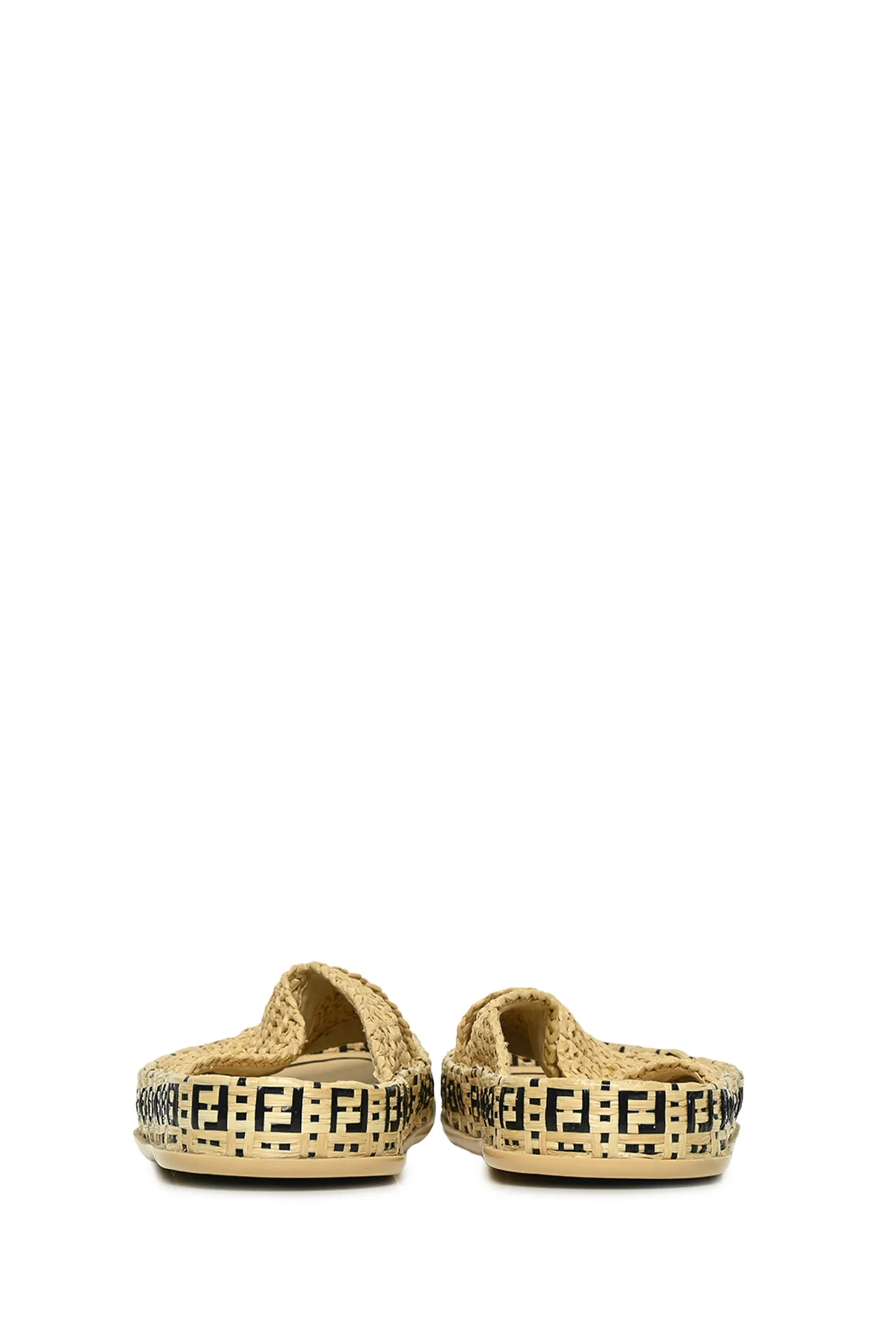 Fendi Size 40 FF Logo Raffia Espadrille Slides - Image 4