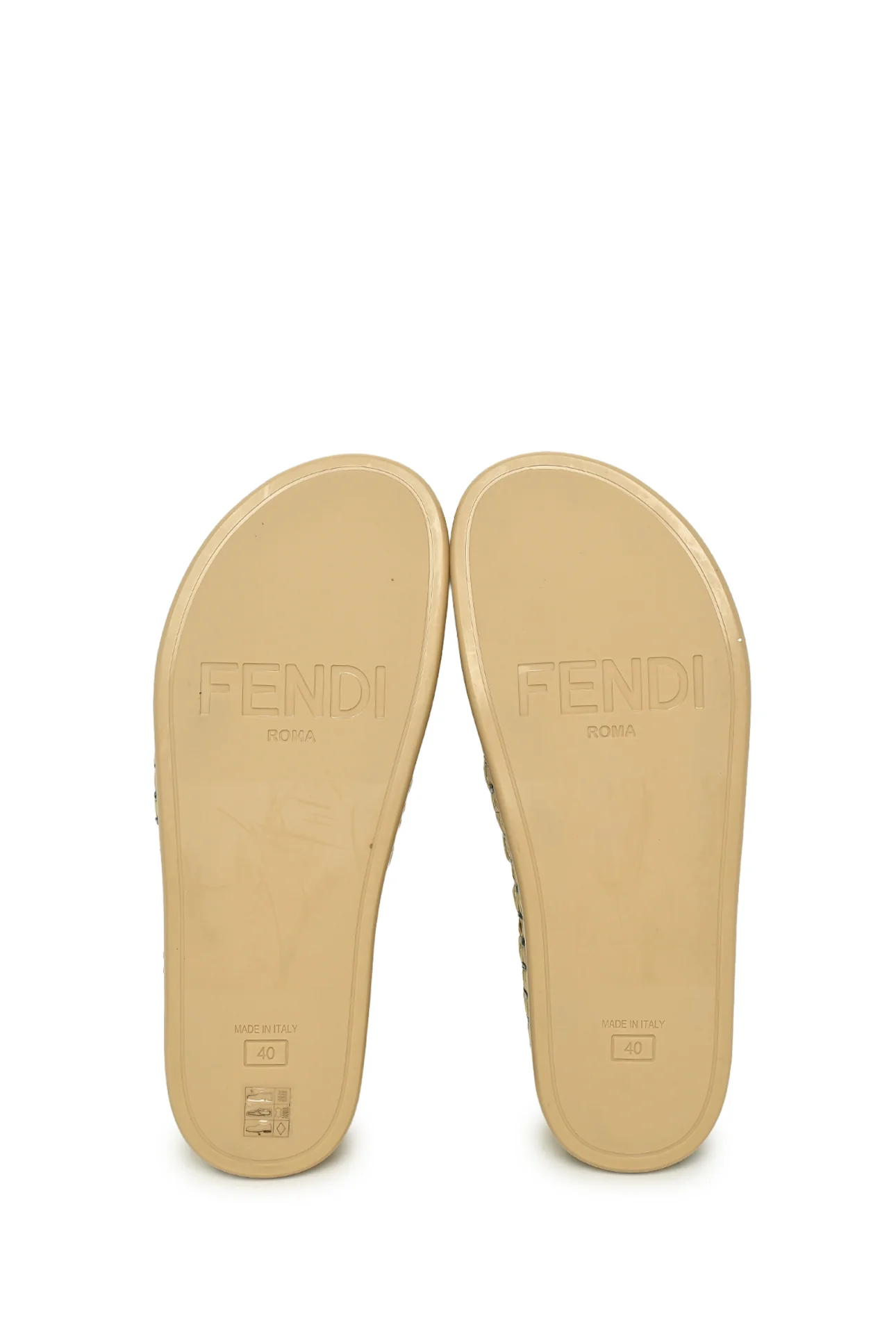 Fendi Size 40 FF Logo Raffia Espadrille Slides - Image 6