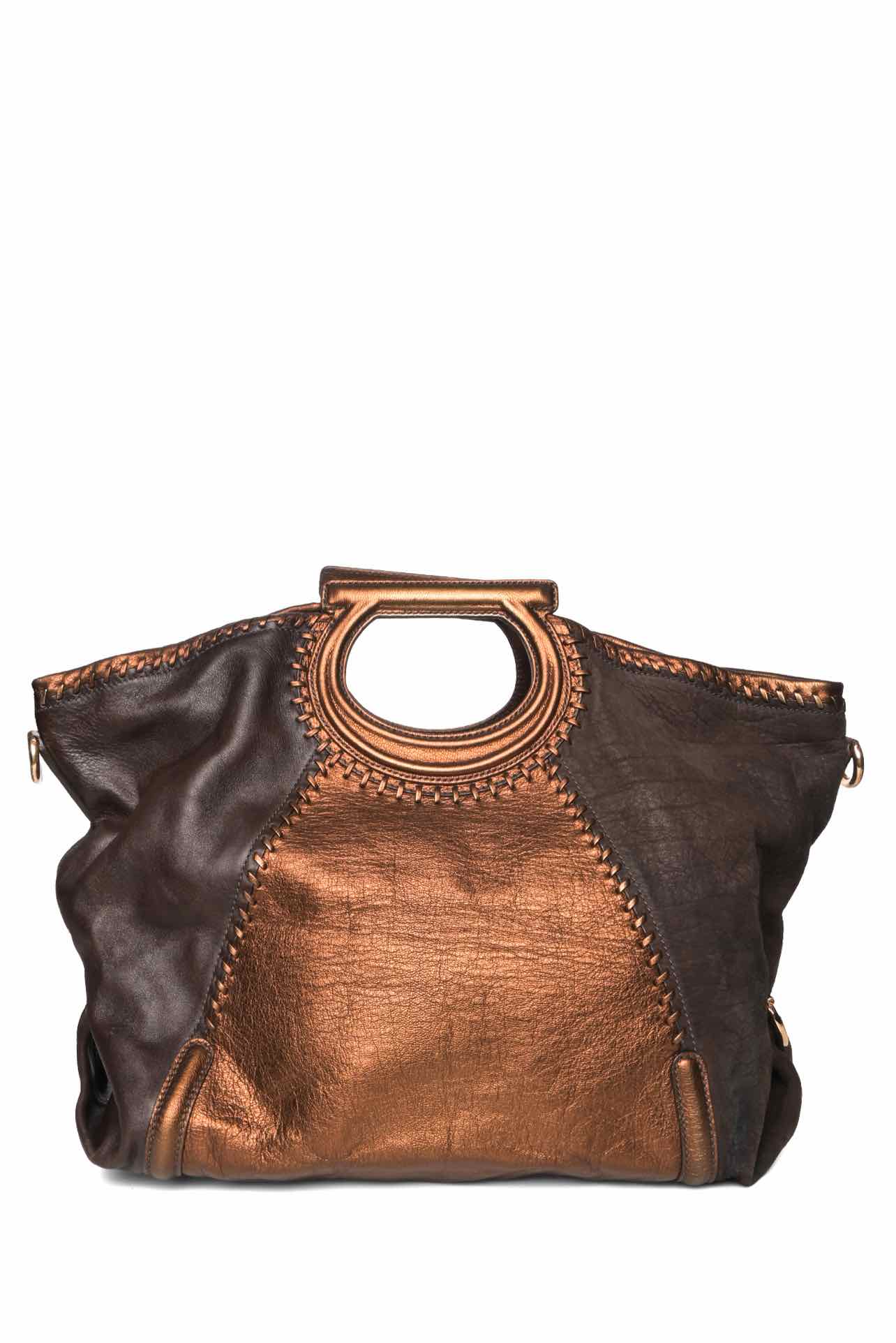 Ferragamo Gancini Metallic Top Handle Tote - Image 3