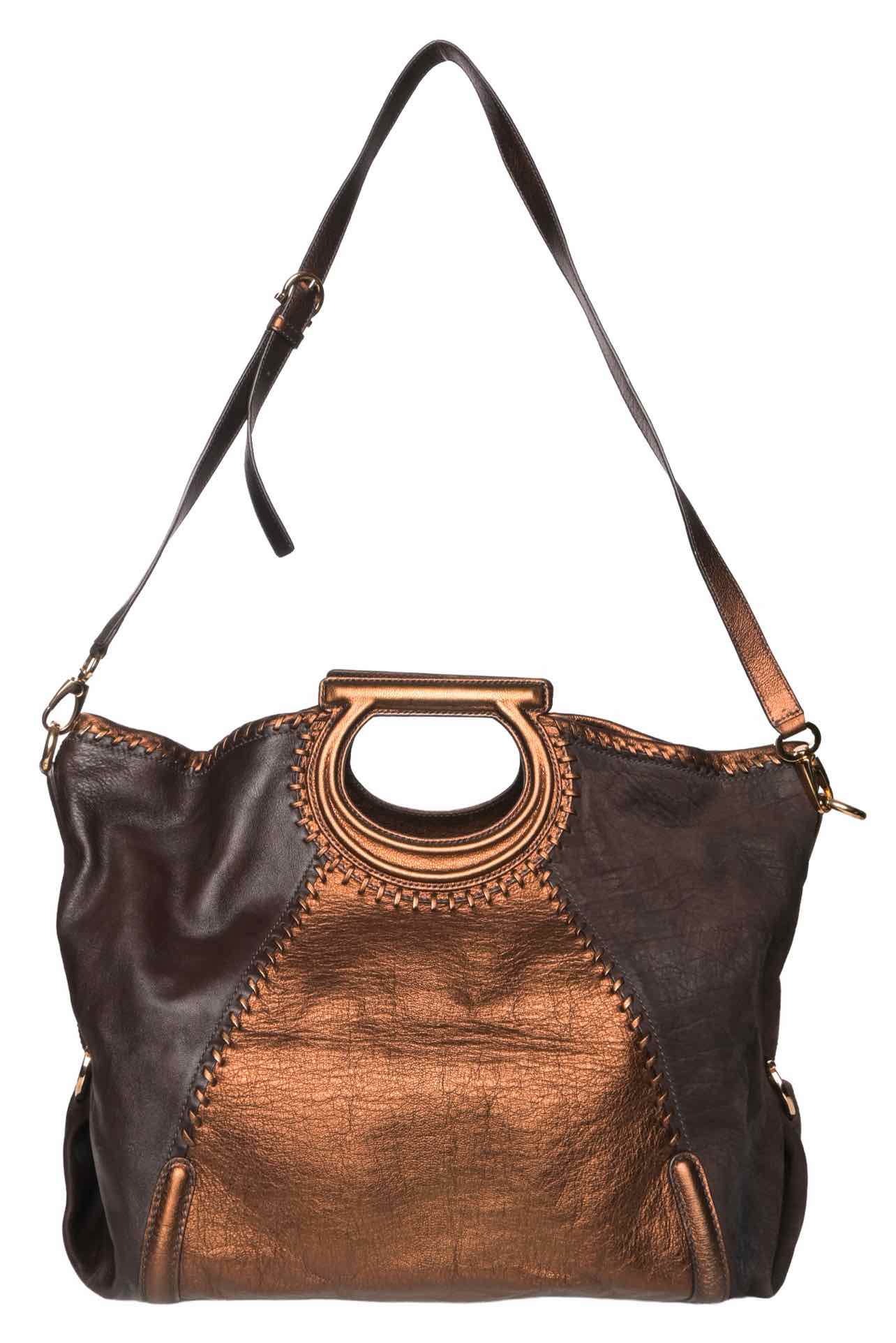 Ferragamo Gancini Metallic Top Handle Tote - Image 7