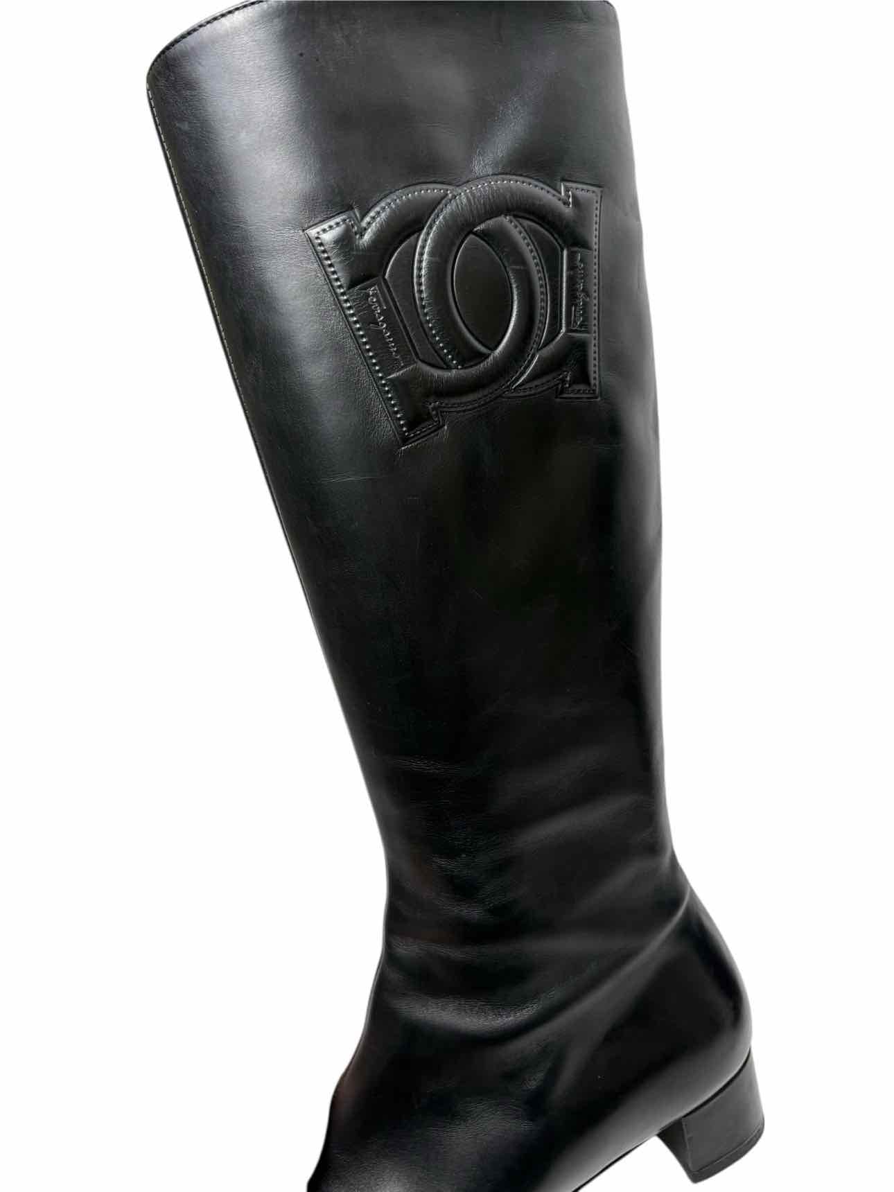 Ferragamo Logo Riding Size 6 Boots - Image 11