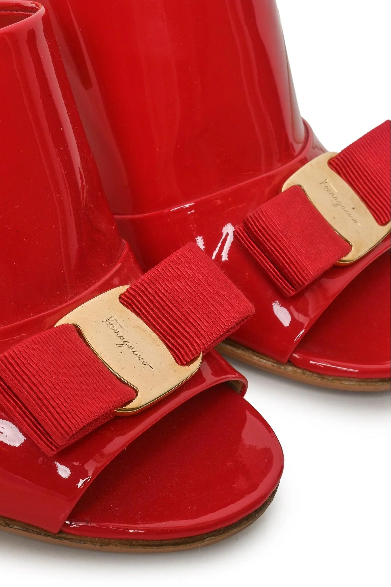 Ferragamo Size 8 Vara Bow Block Heel Mule Sandals - Image 5