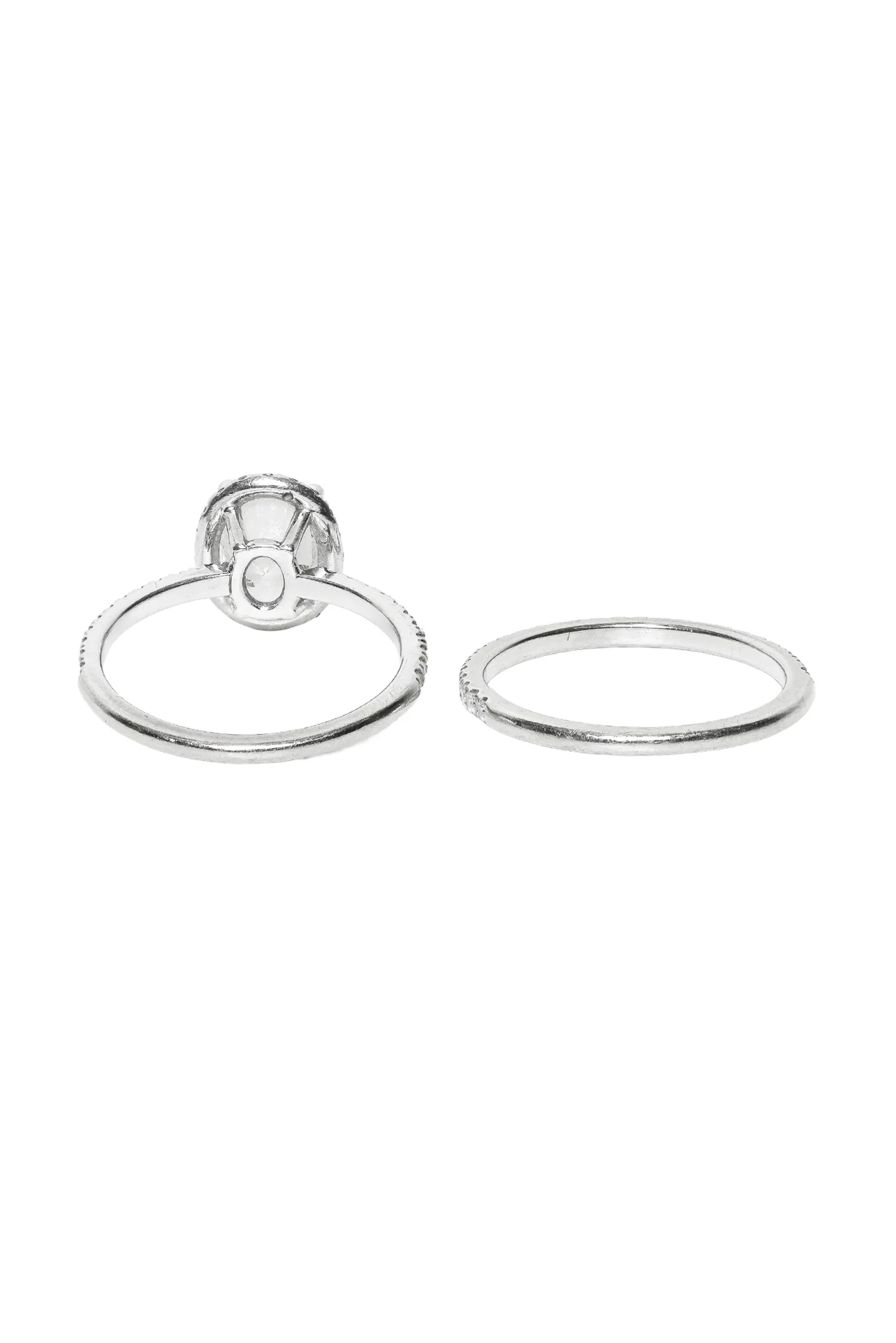 Flamme En Rose Size 5 10K White Gold & Oval Moissanite Semi Eternity Ring & Band - Image 3