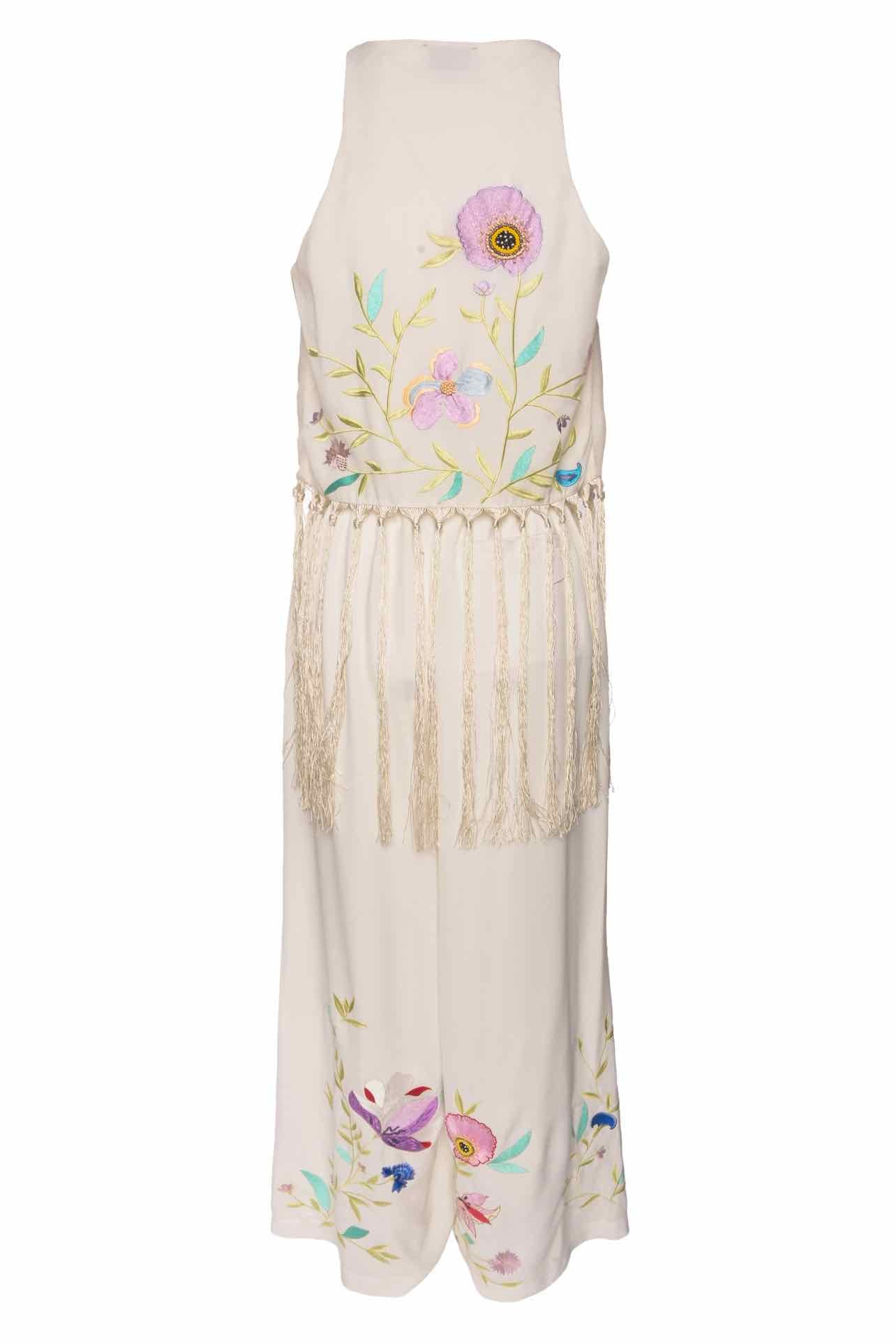 Forte_Forte Size 2 Heaven Sleeveless Fringe Floral Top & Pant Set - Image 2