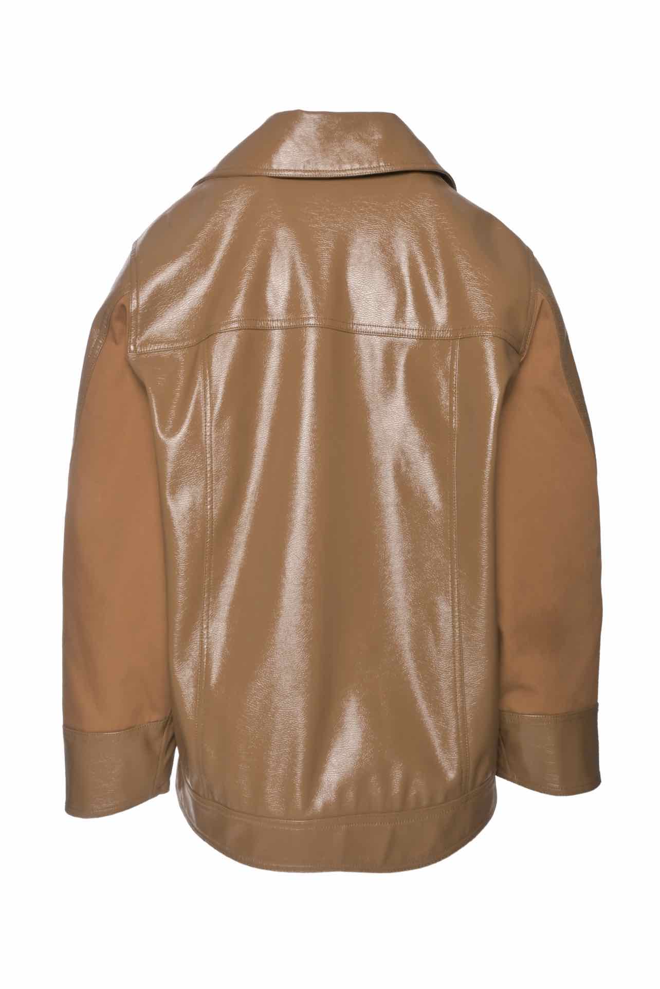 Ganni Size 34 Double Breasted Patent Faux Leather Jacket - Image 2