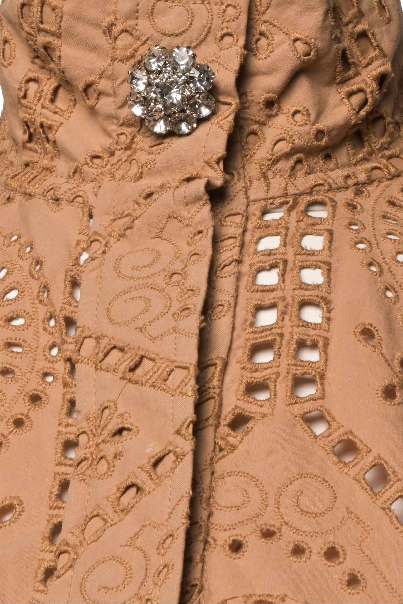 Ganni Size 34 Puff Sleeve Broderie Anglaise Cotton Midi Dress - Image 3