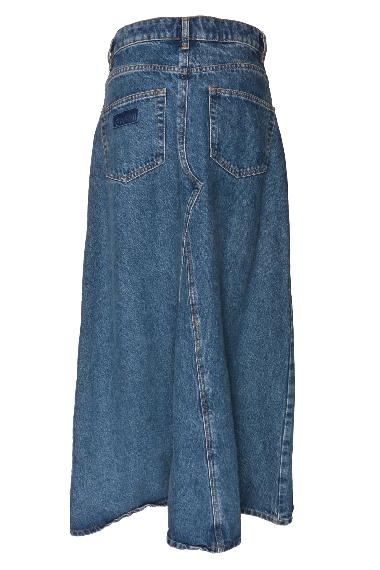 Ganni Size 36 Overdyed Cutline Denim Maxi Skirt - Image 2
