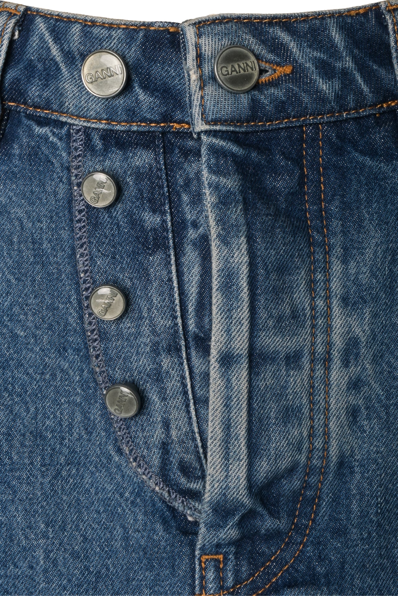 Ganni Size 36 Overdyed Cutline Denim Maxi Skirt - Image 3