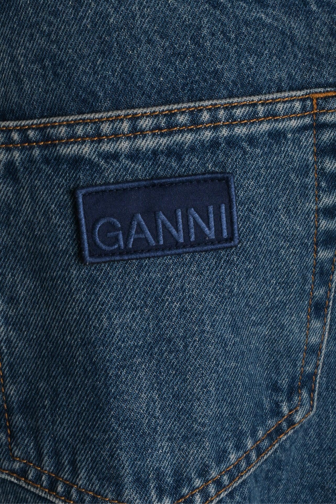 Ganni Size 36 Overdyed Cutline Denim Maxi Skirt - Image 4