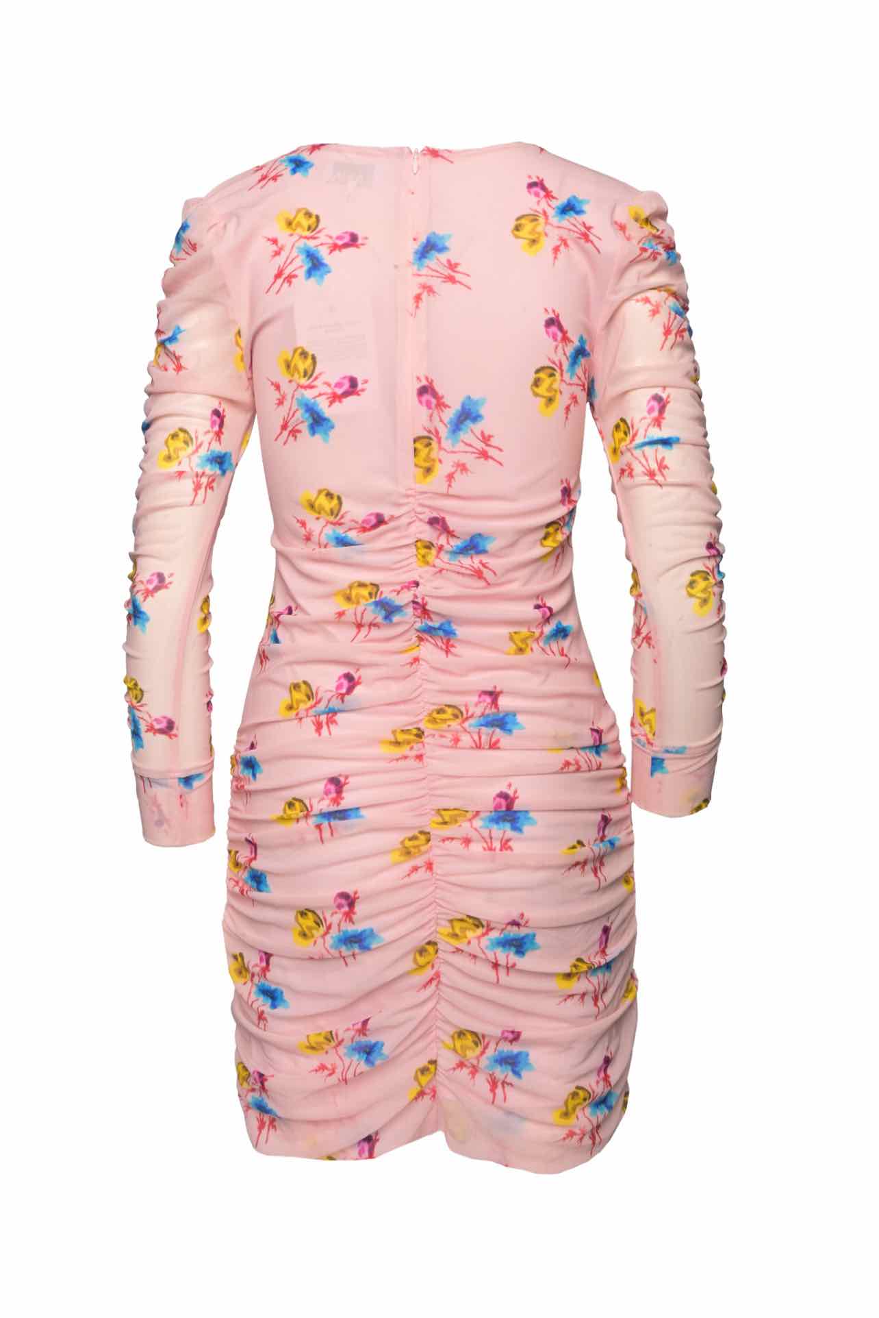 Ganni Size 38 Floral Mesh Ruched Dress - Image 2