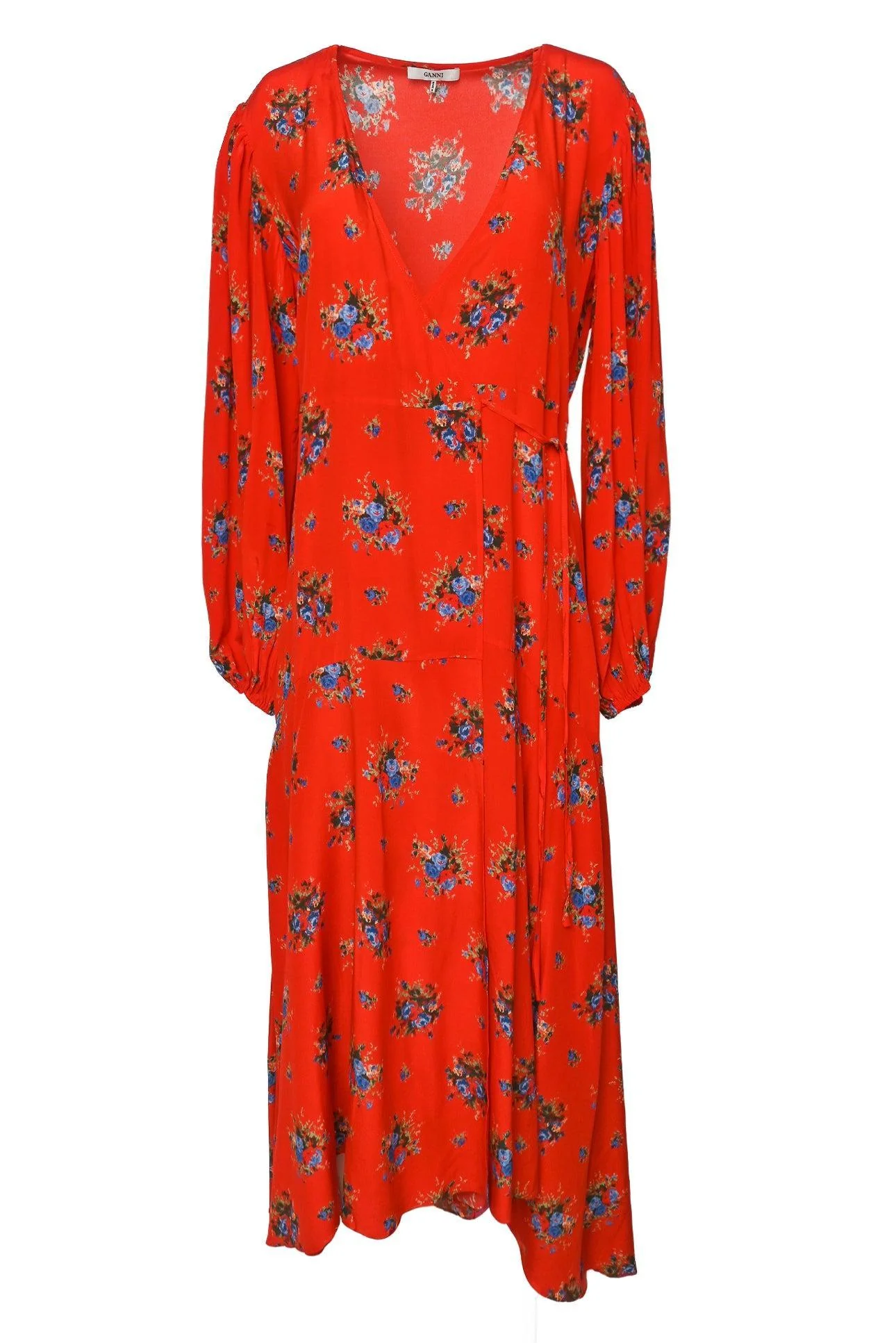 Ganni Size 38 Floral Wrap Maxi Dress