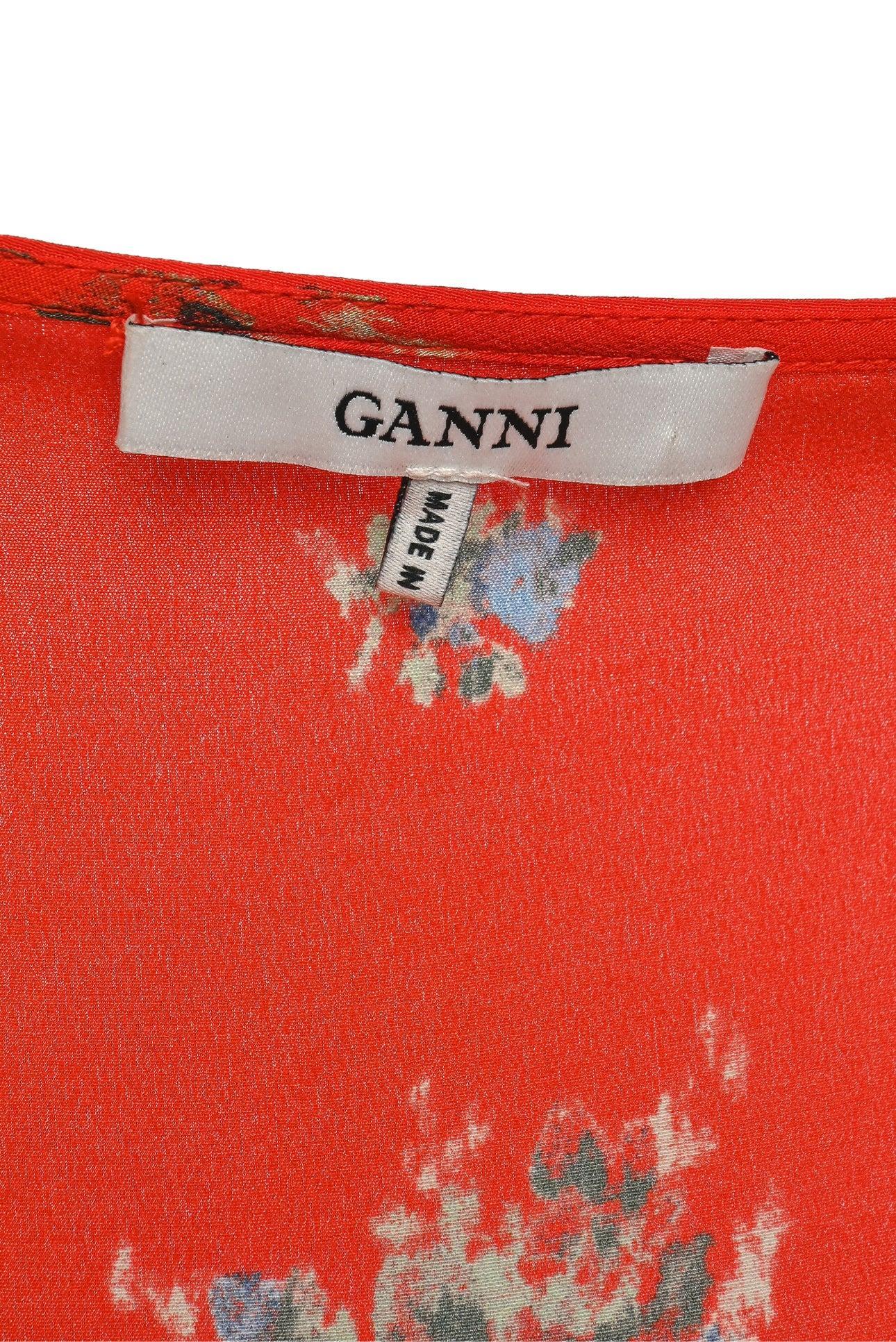 Ganni Size 38 Floral Wrap Maxi Dress - Image 4