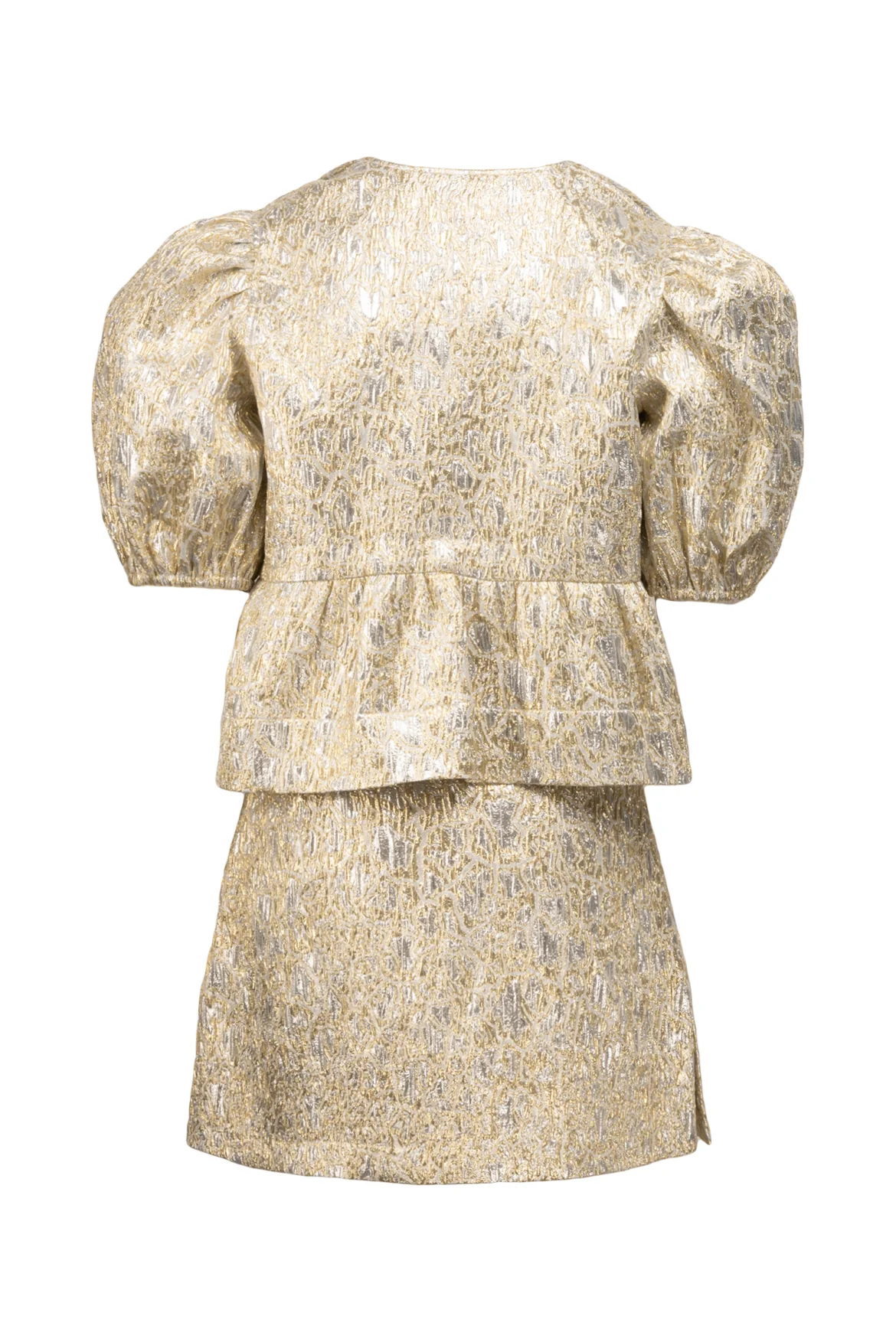 Ganni Size 38 Puff Sleeve Brocade Top & Brocade Mini Skirt Set - Image 2