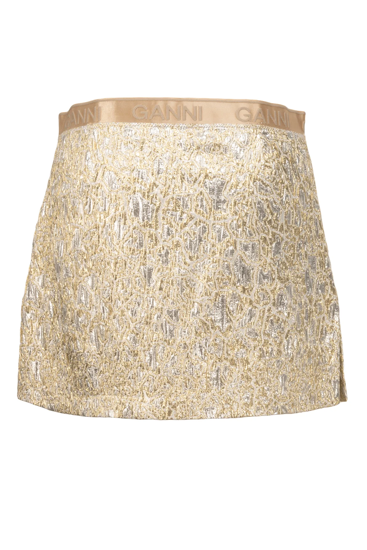 Ganni Size 38 Puff Sleeve Brocade Top & Brocade Mini Skirt Set - Image 4
