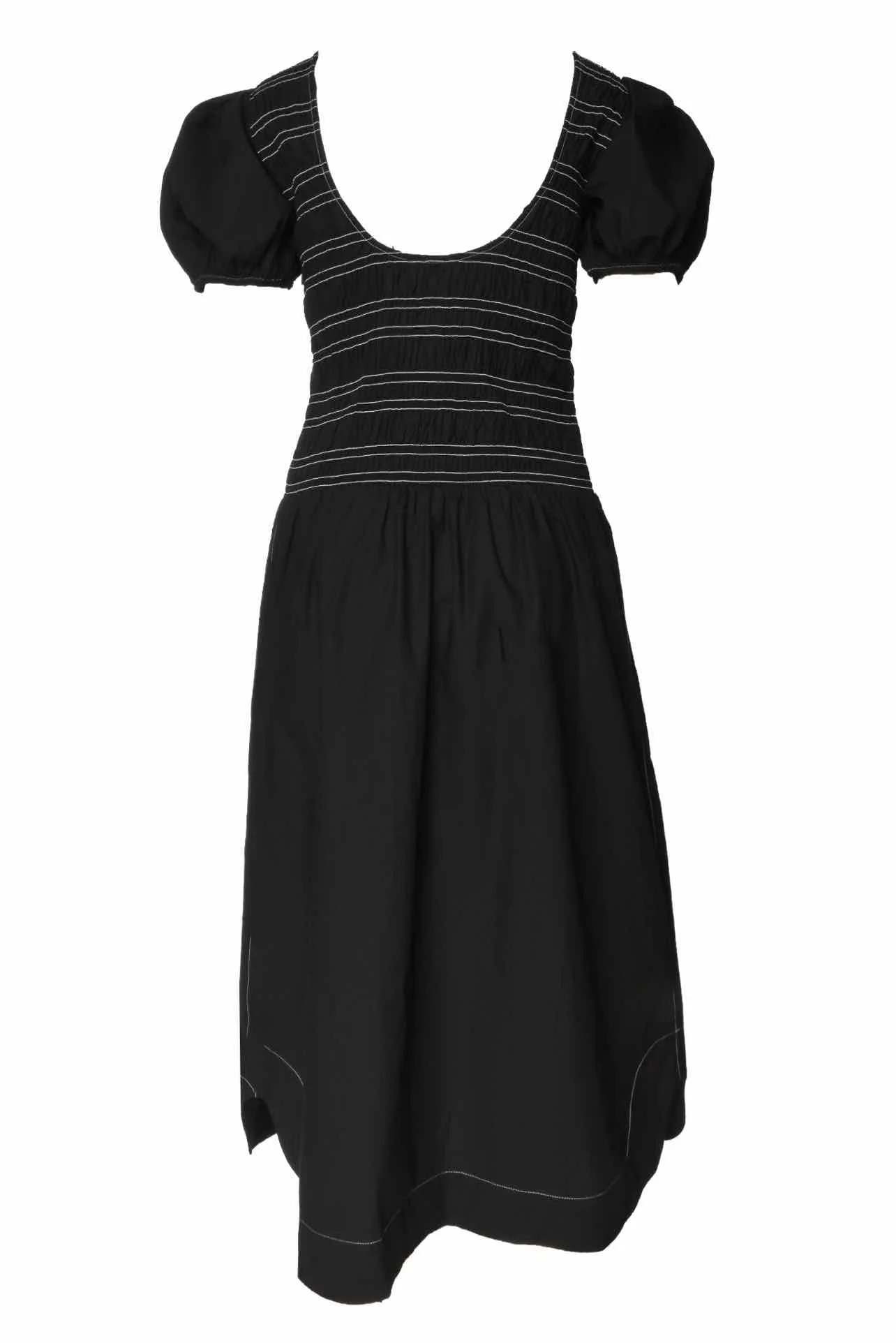 Ganni Size 38 Smocked Cotton Midi Dress - Image 2