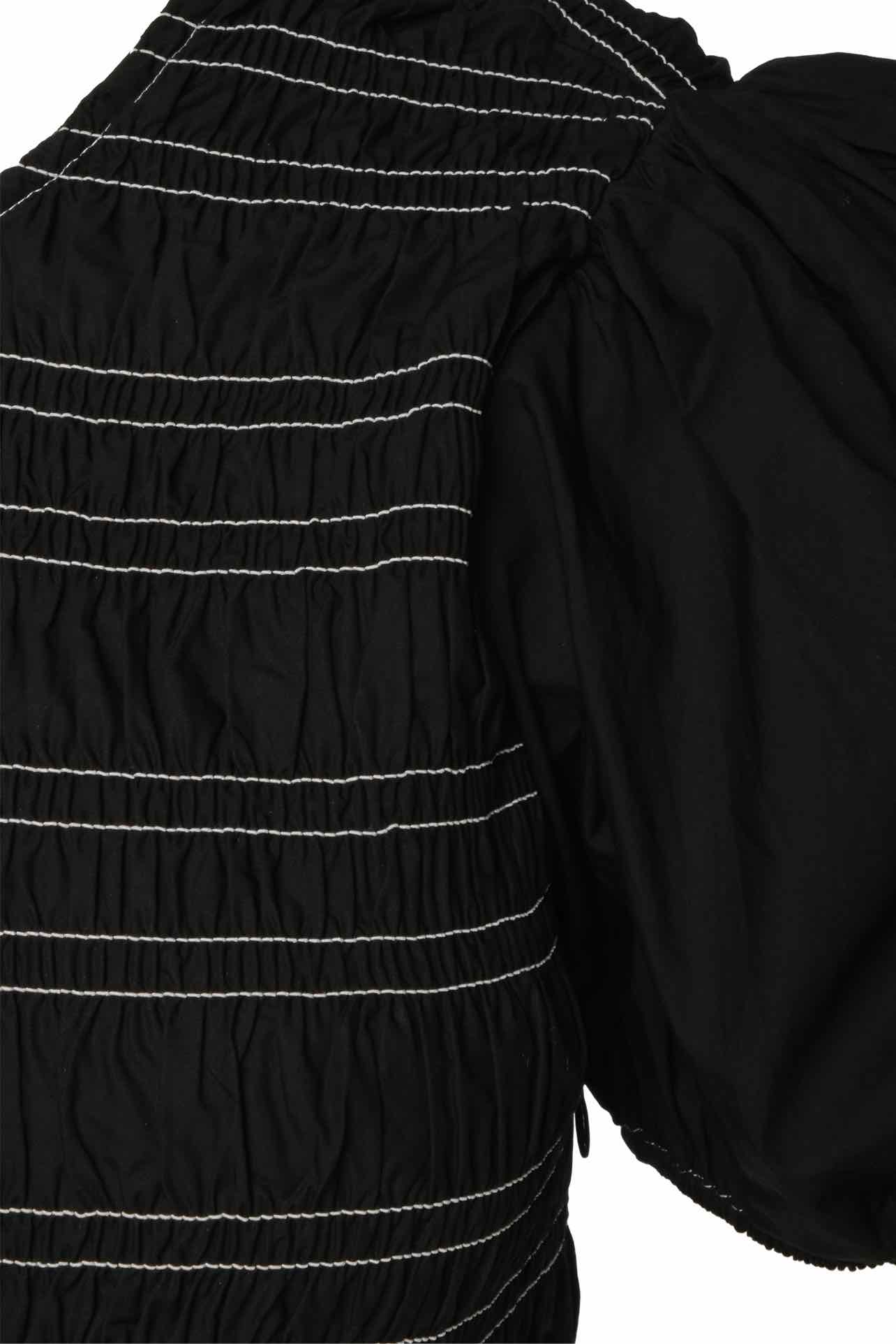 Ganni Size 38 Smocked Cotton Midi Dress - Image 3