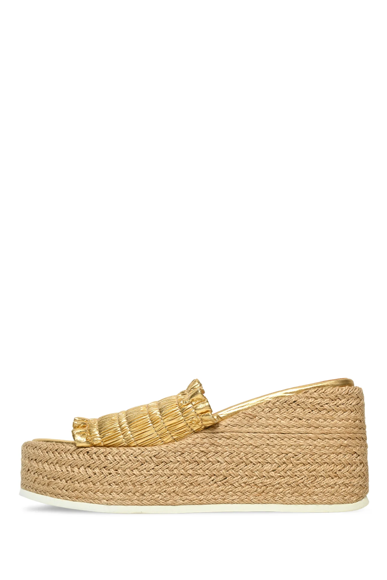 Ganni Size 39 Metallic Espadrille Wedge Sandals - Image 3