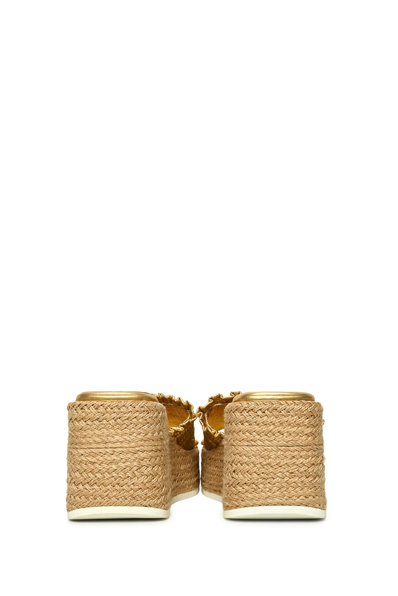 Ganni Size 39 Metallic Espadrille Wedge Sandals - Image 4