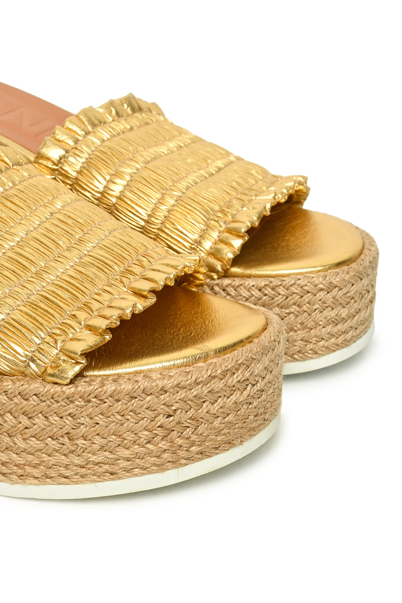 Ganni Size 39 Metallic Espadrille Wedge Sandals - Image 5